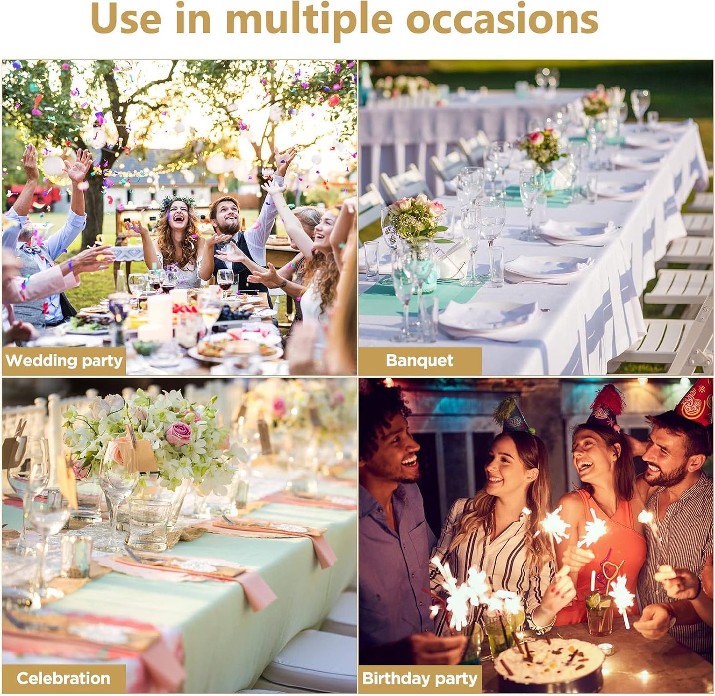 CHENGU 150 Pieces Spandex Stretch Chair Sashes Bows Elastic Chair Cover Bands Ties with Buckle Slider for Wedding Party Reception Events Universal Ceremony Banquet Decorations(Gold)