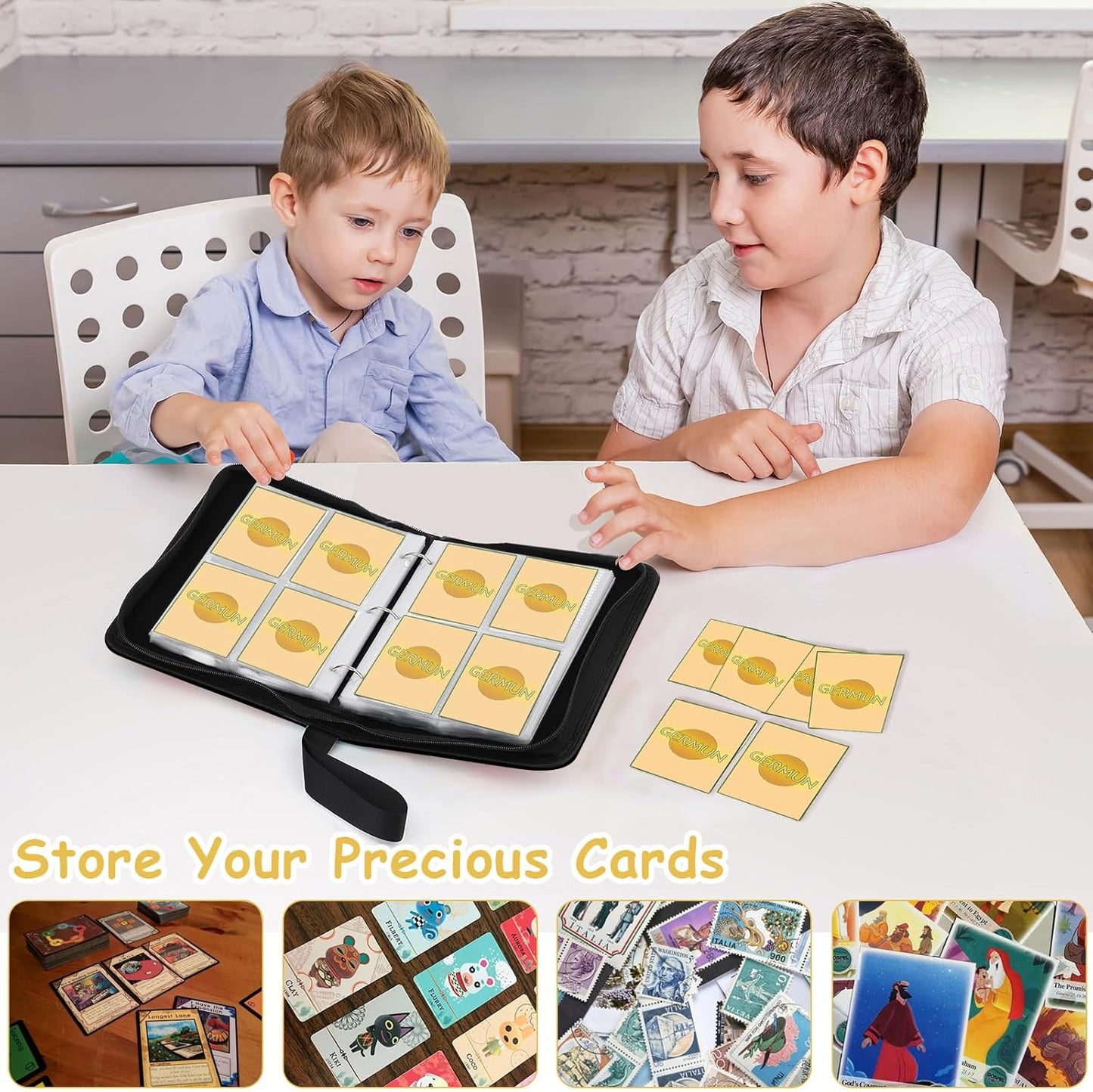 4 Pocket Card Binder, Premium Zip Trading Card Binder, 400 Double Sided Pocket PU Card Collection Binder, Collector Card Album, Card Folder for MTG, TCG, Sports Cards, Game Cards (Red)