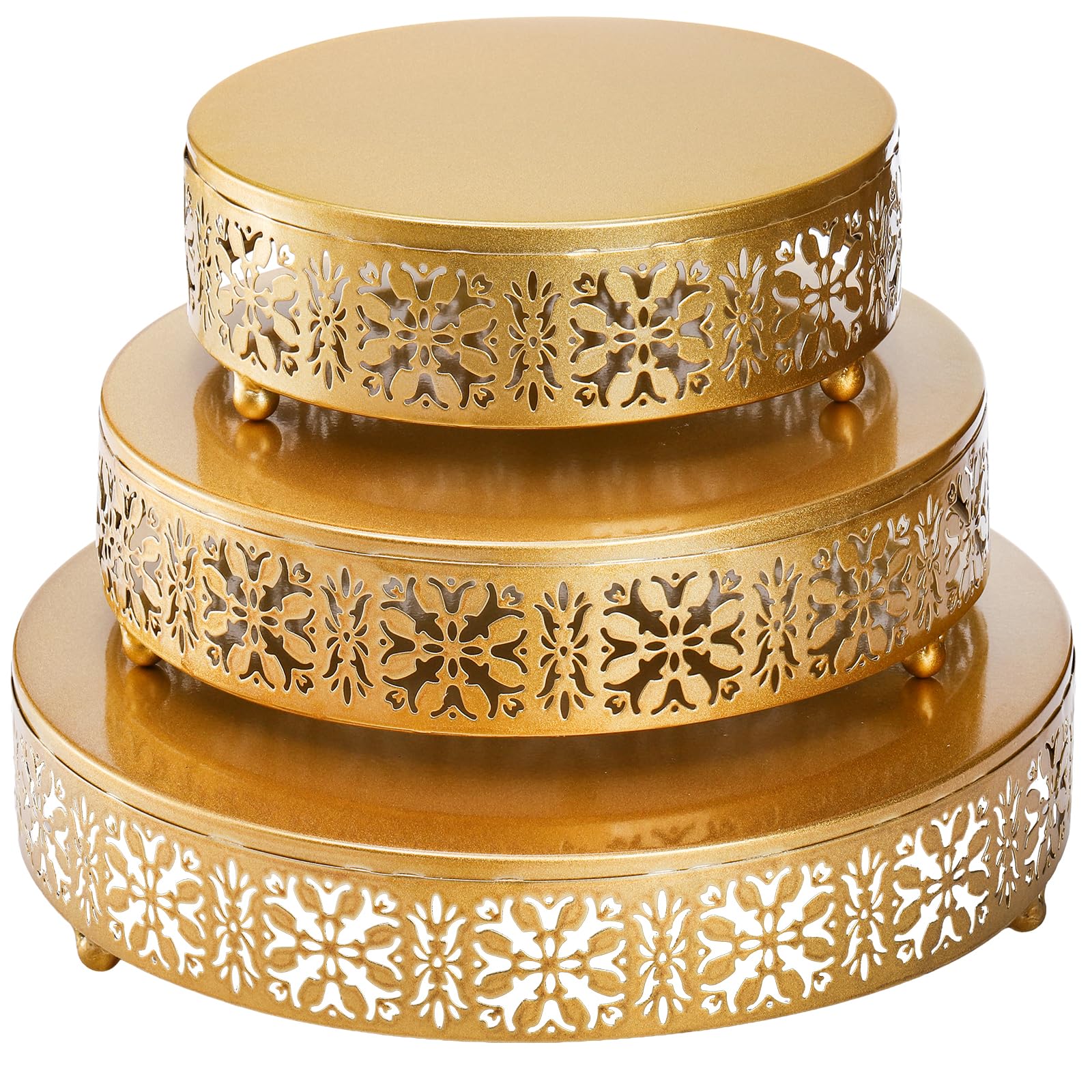 Coloch 3 Pieces Golden Cake Stand Set, 8/10/12 Inch Round Metal Dessert Display Stand Decorative
