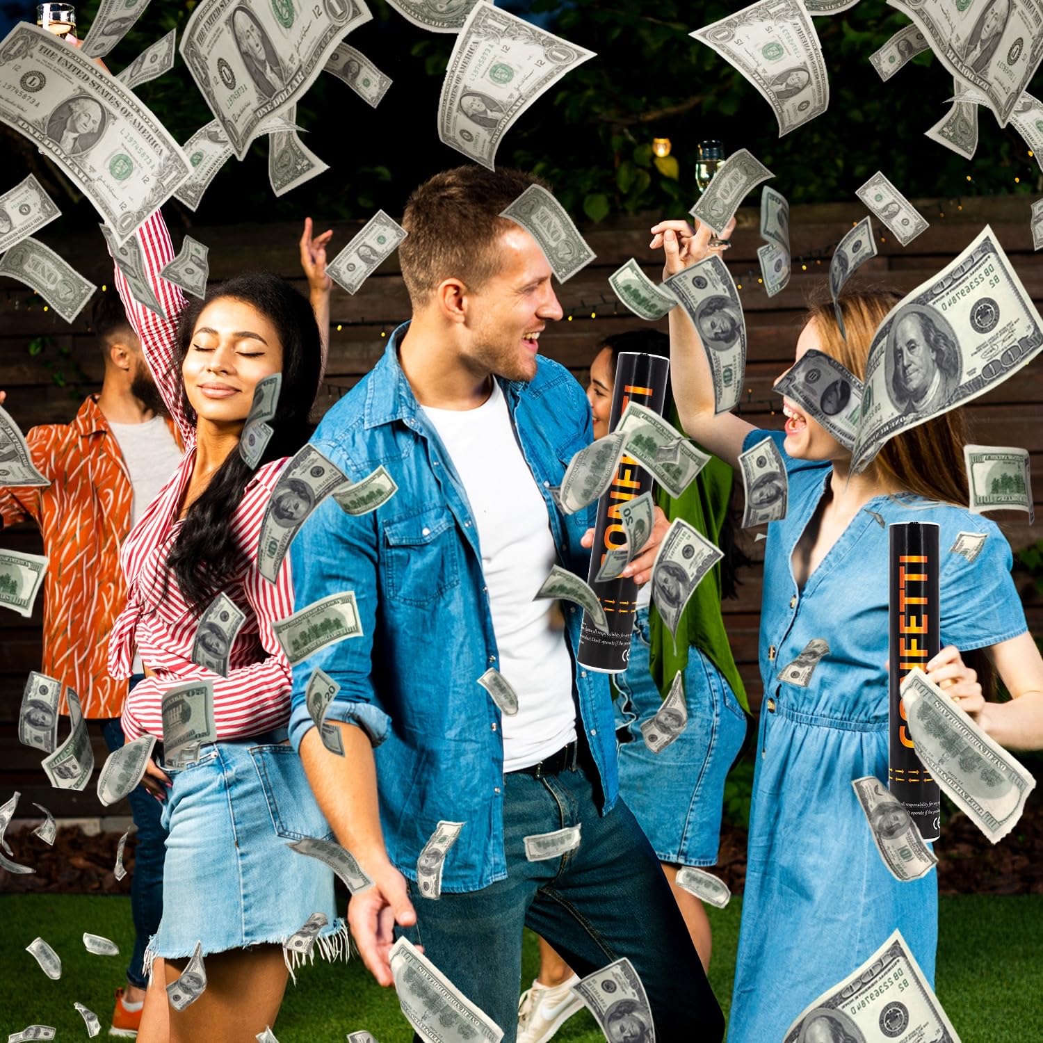 Money Confetti Cannon 12Pack Biodegradable 100 Dollar Bill Money Confetti 12inch Party Poppers for