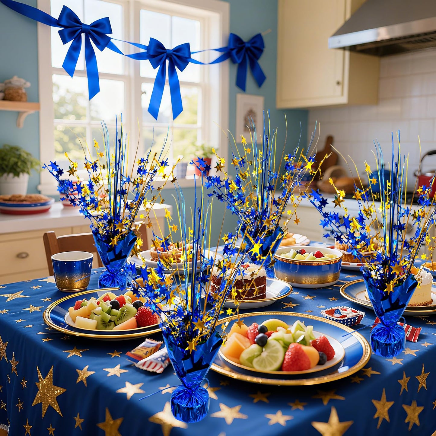 YinNorth 6 Pack Metallic Foil Spray Table Centerpiece Decoration Star Brust Glitter Table Topper