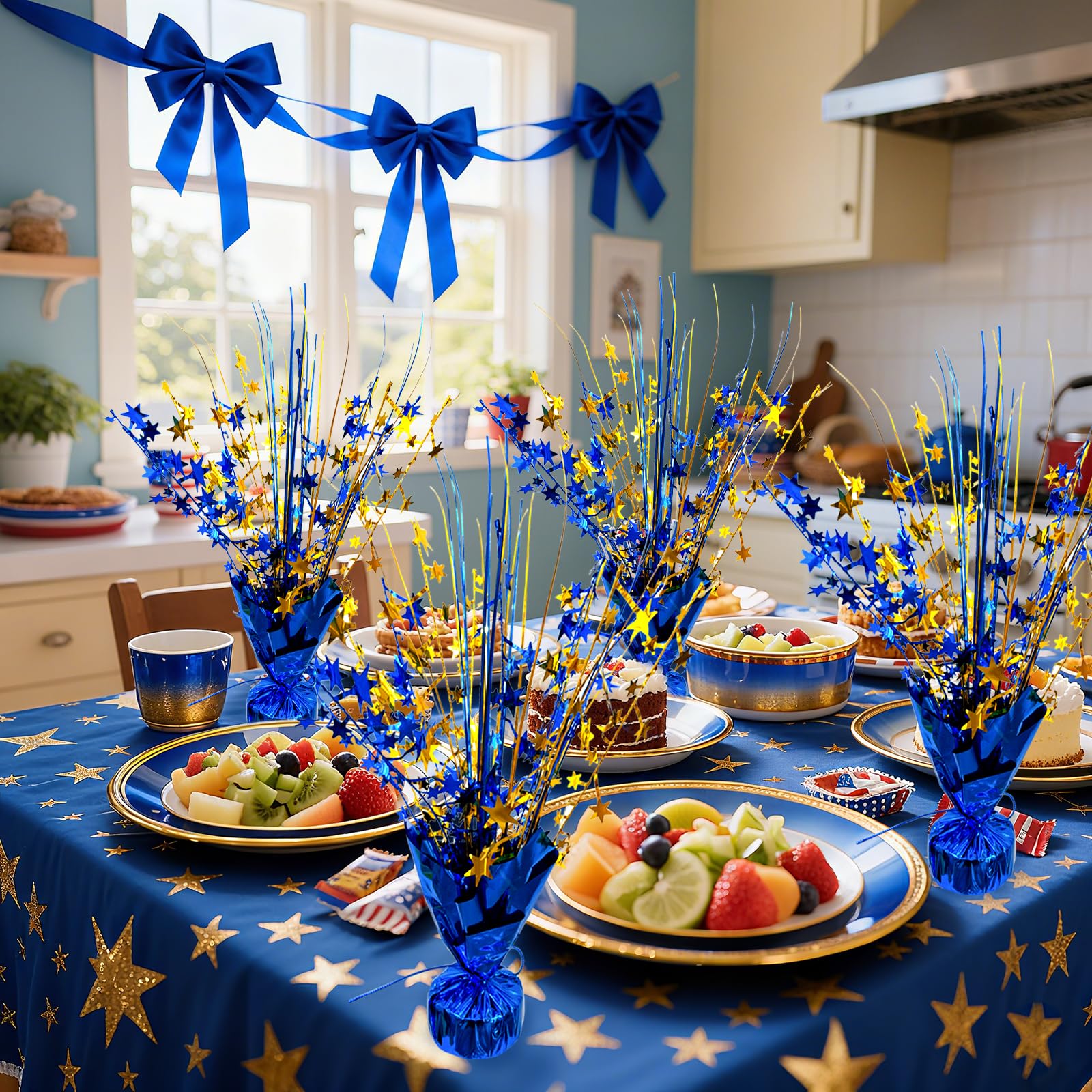 YinNorth 6 Pack Metallic Foil Spray Table Centerpiece Decoration Star Brust Glitter Table Topper