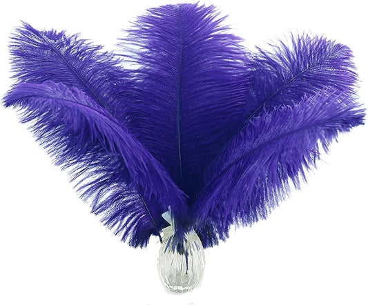 Ballinger Royal Blue Ostrich Feathers - 24Pcs 12-14inch Craft Feathers for Party Centerpieces, Flower Arrangement and Home Decor
