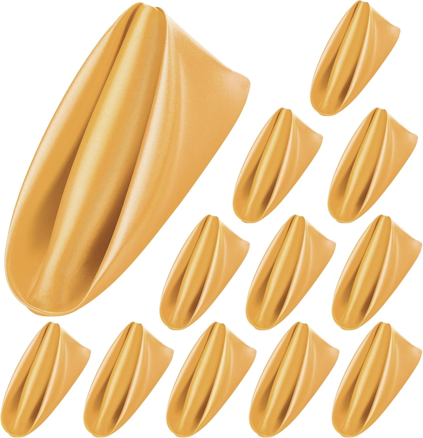 ANECO 12 Pieces Satin Napkins Soft Dinner Napkins Square Table Napkins 17 x 17 Inches for Restaurant Weddings Party Dinner Decoration (Gold)