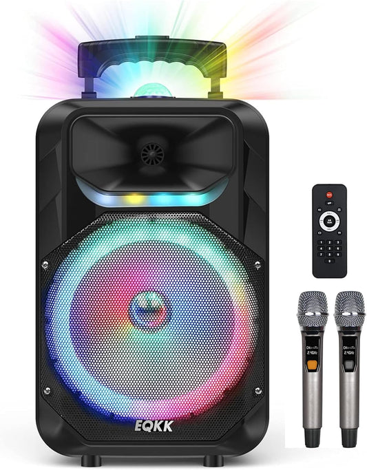 Karaoke Machine with 2 Wireless Microphones, Party Speaker for Adults New Party Portable PA System Outdoor Bluetooth 5.3 Speakers Wireless with Party Light (Stage-subwoofers)