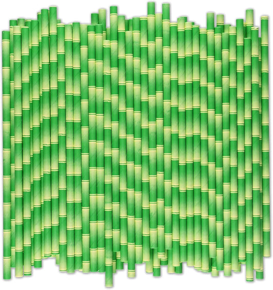 [1000 Count] Green Bamboo Paper Straws for Drinking, 7.75" x 0.24", 100% Biodegradable