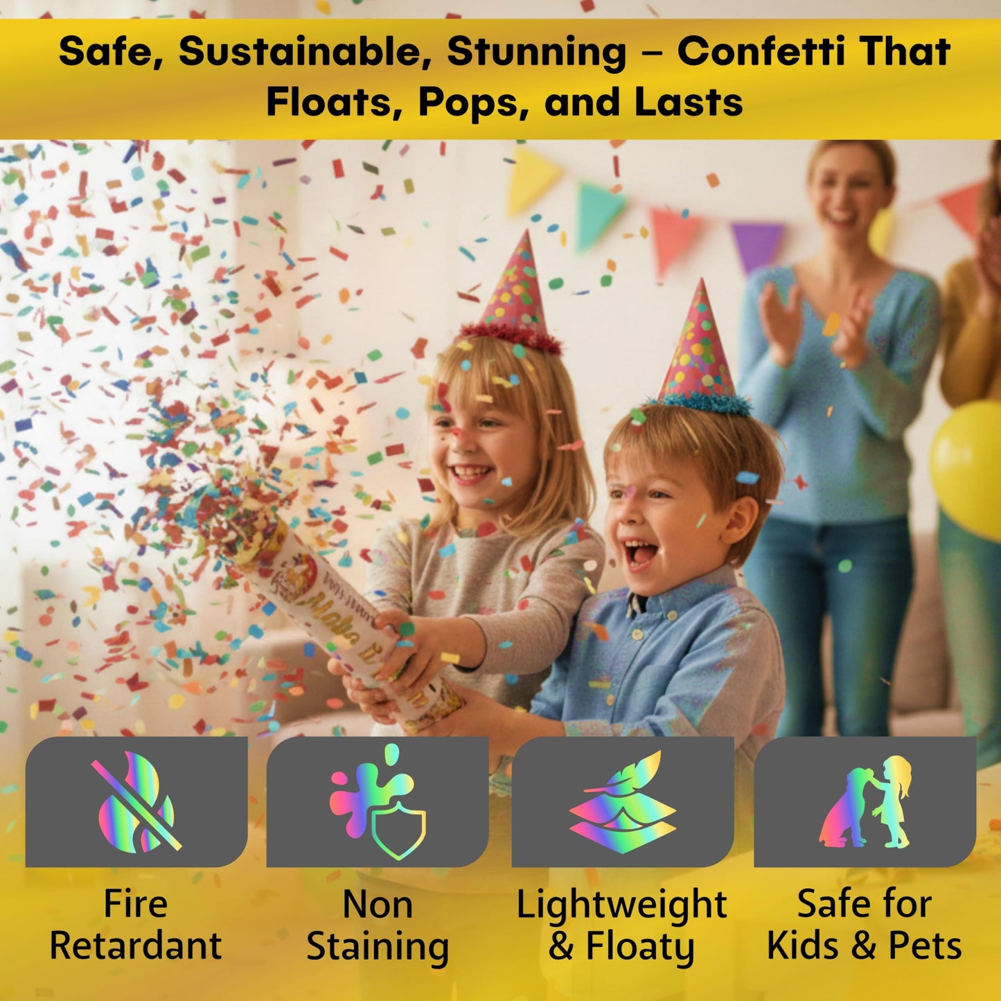 6 Pack Biodegradable Confetti Poppers for Weddings & Parties