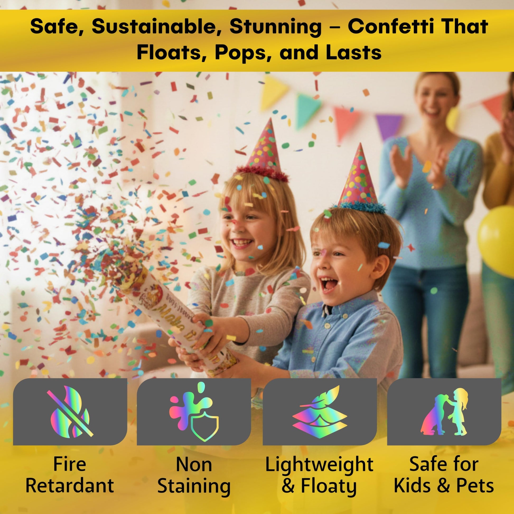 6 Pack Biodegradable Confetti Poppers for Weddings & Parties