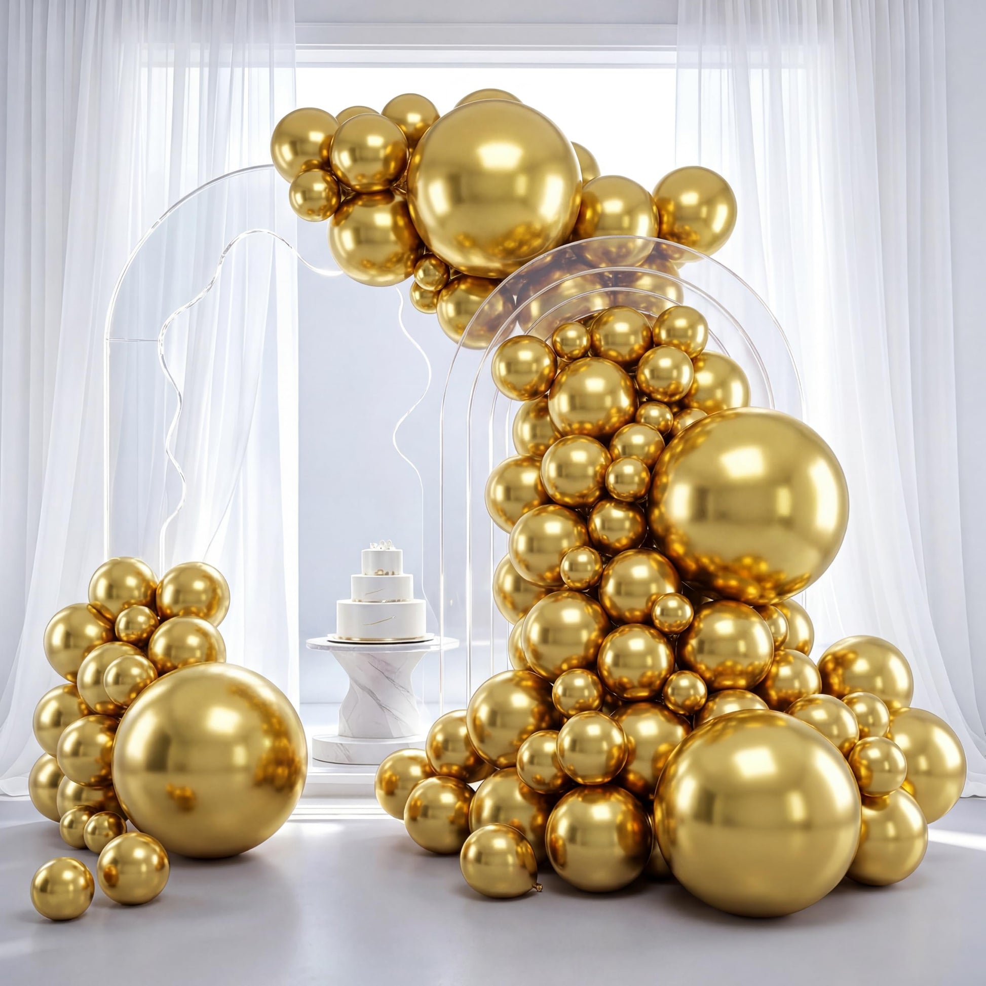 RUBFAC Gold Balloons Different Sizes Chrome Gold Balloon Arch Kit 129pcs