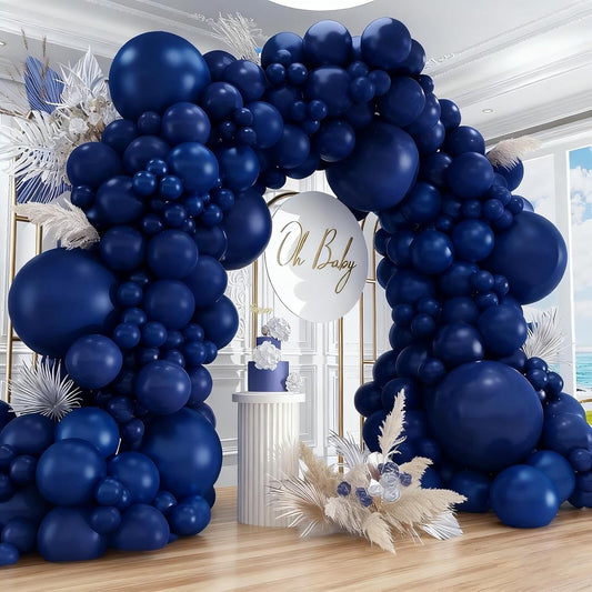 412pcs Navy Blue Balloons Garland Arch Kit 18 12 10 5 Inch Different Sizes Latex Balloons for Shower Christmas Birthday Festival Happy Blue Theme AnniversaryWedding Jungle Safari Decorations