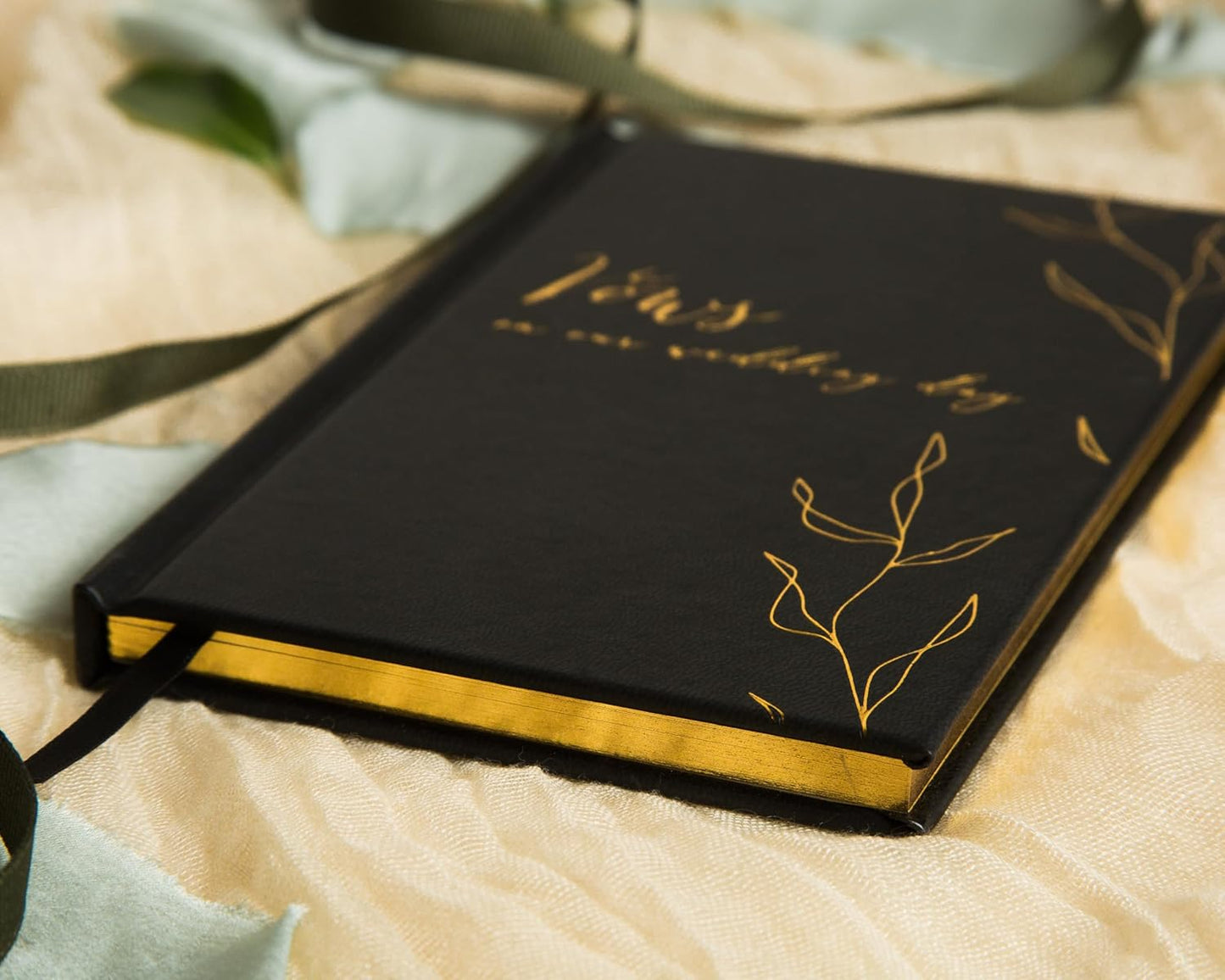 Vows On Our Wedding Day Vow Books (Set of 2) - Black & White Pocket Sized Foil Embossed Foliage Design Wedding Ceremony Vow Renewal Speech Notebook Planner, Gift for Bride & Groom Newly Engaged Couple