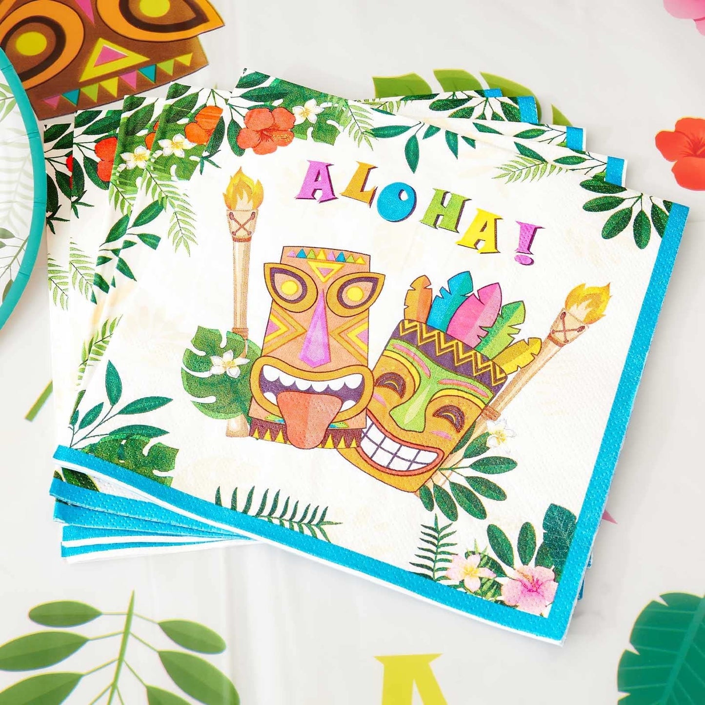 WERNNSAI 50 PCS Hawaiian Paper Napkins for Tropical Party Decorations