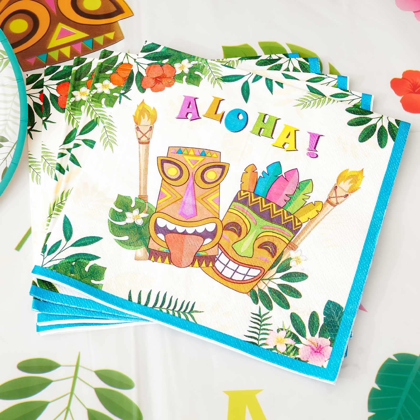 WERNNSAI 50 PCS Hawaiian Paper Napkins for Tropical Party Decorations