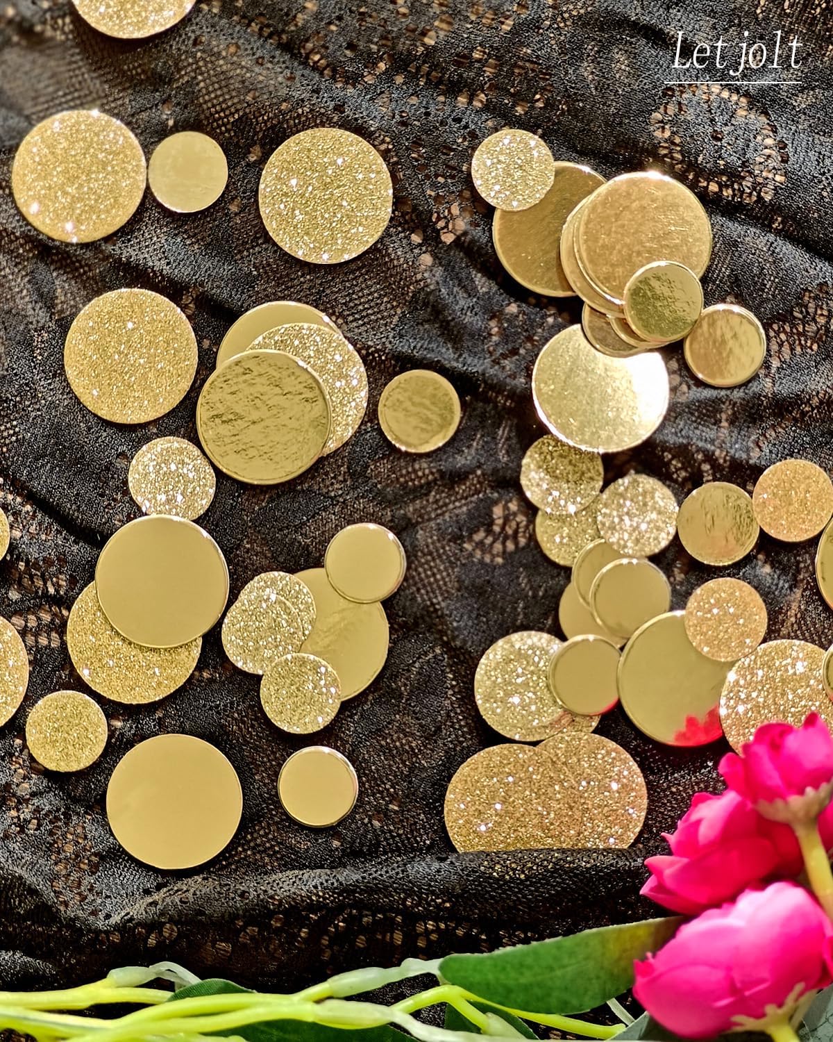 Golden Confetti Glitter Scatter Table Decoration Surprise Paper Craft Birthday Party Anniversary Supplies Bridal Baby Shower Party Wedding Gift Circle Dots Decor 100 Pcs