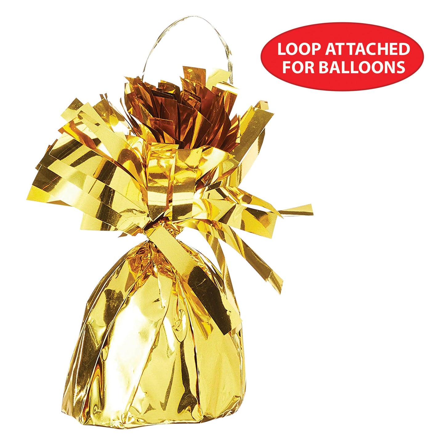 Beistle Metallic Wrapped Balloon Weight – 6 Pack, Gold Balloon Centerpiece Bouquet Holders, Party