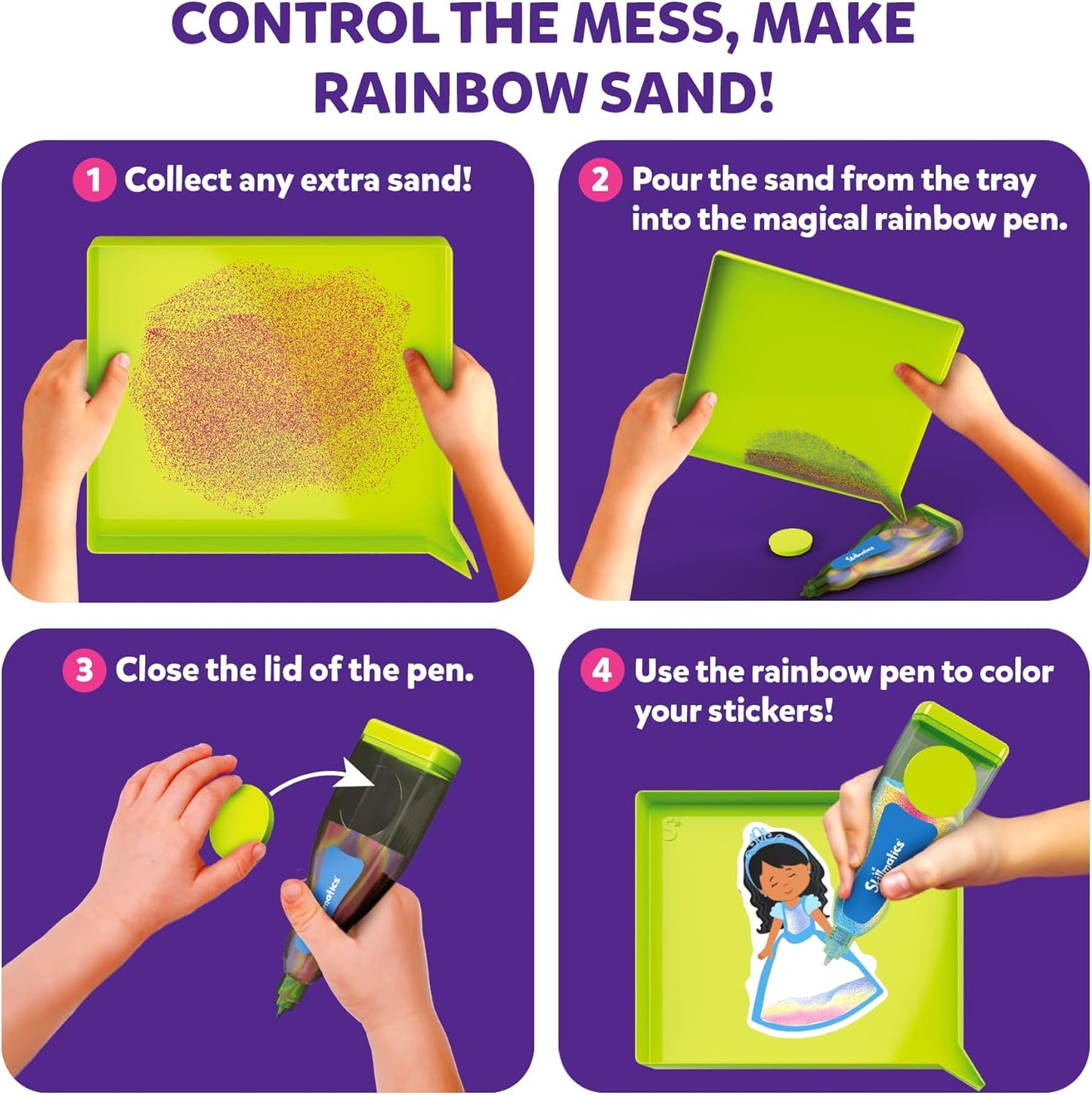Skillmatics Sand Art Activity - Mess-Controlled DIY Unicorn & Princess Craft Kit with 50+ Colorful Stickers, Creative Arts & Crafts for Kids, Fun Hands-On Activity, Gifts for Ages 4, 5, 6, 7, 8, 9, 10