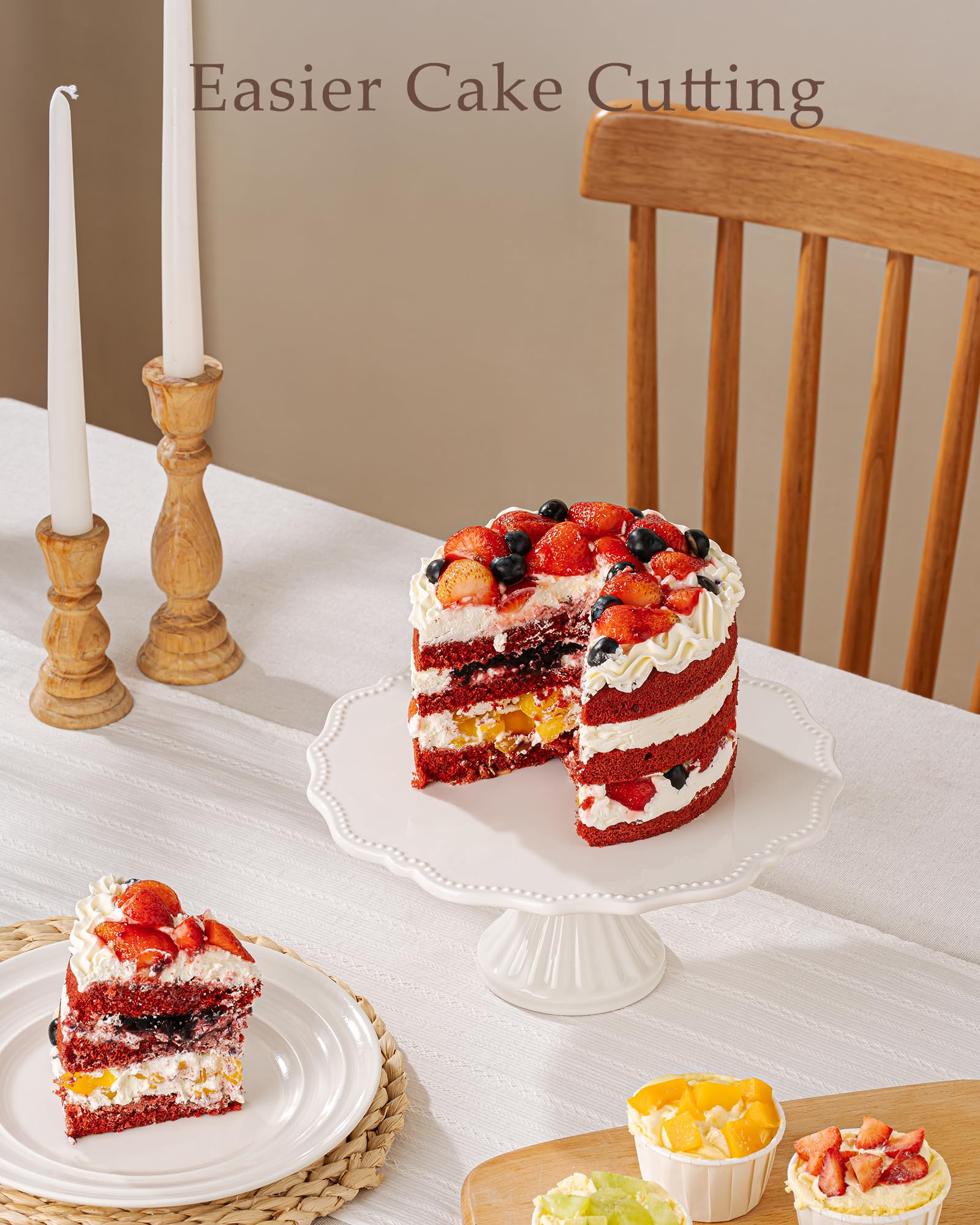 Omifun 10 Inch Cake Stand, Relief Round Dessert Cake Stand for 8 Inch Cake
