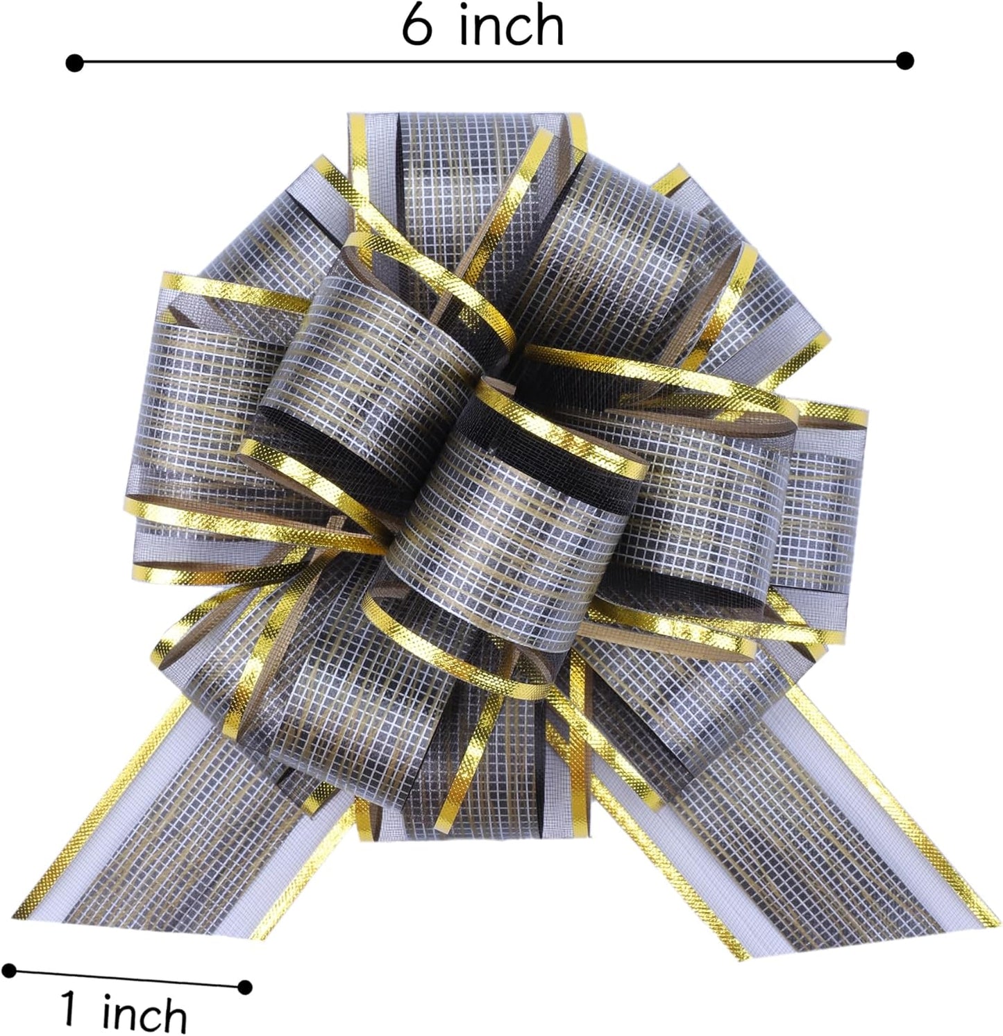 12 Pcs 6 Inch Large Pull Bows, Wedding Gift Ribbon Bow, Party Birthday Holiday Gift Wrapping Bow, Present Decoration Bow