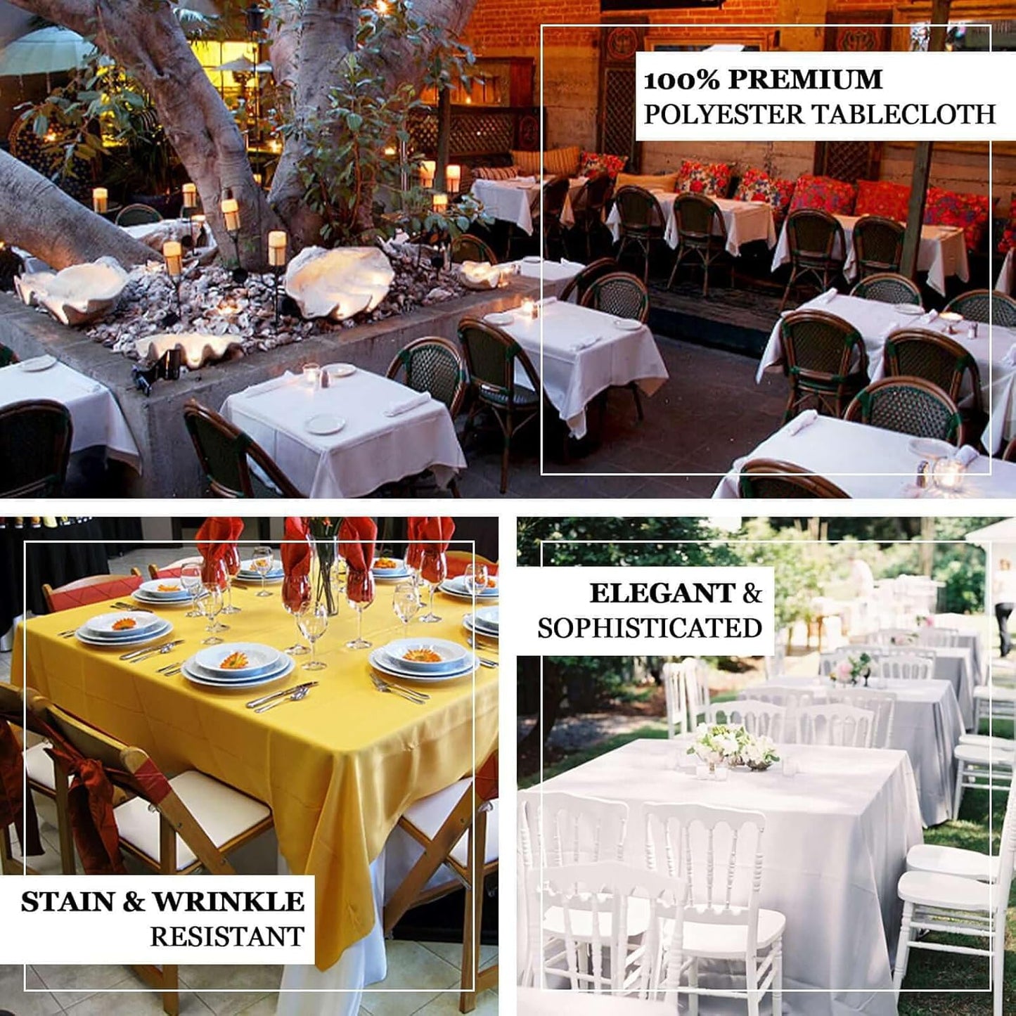 Efavormart 90" Square Polyester Table Overlay for Wedding Kitchen Dining Events - Burgundy