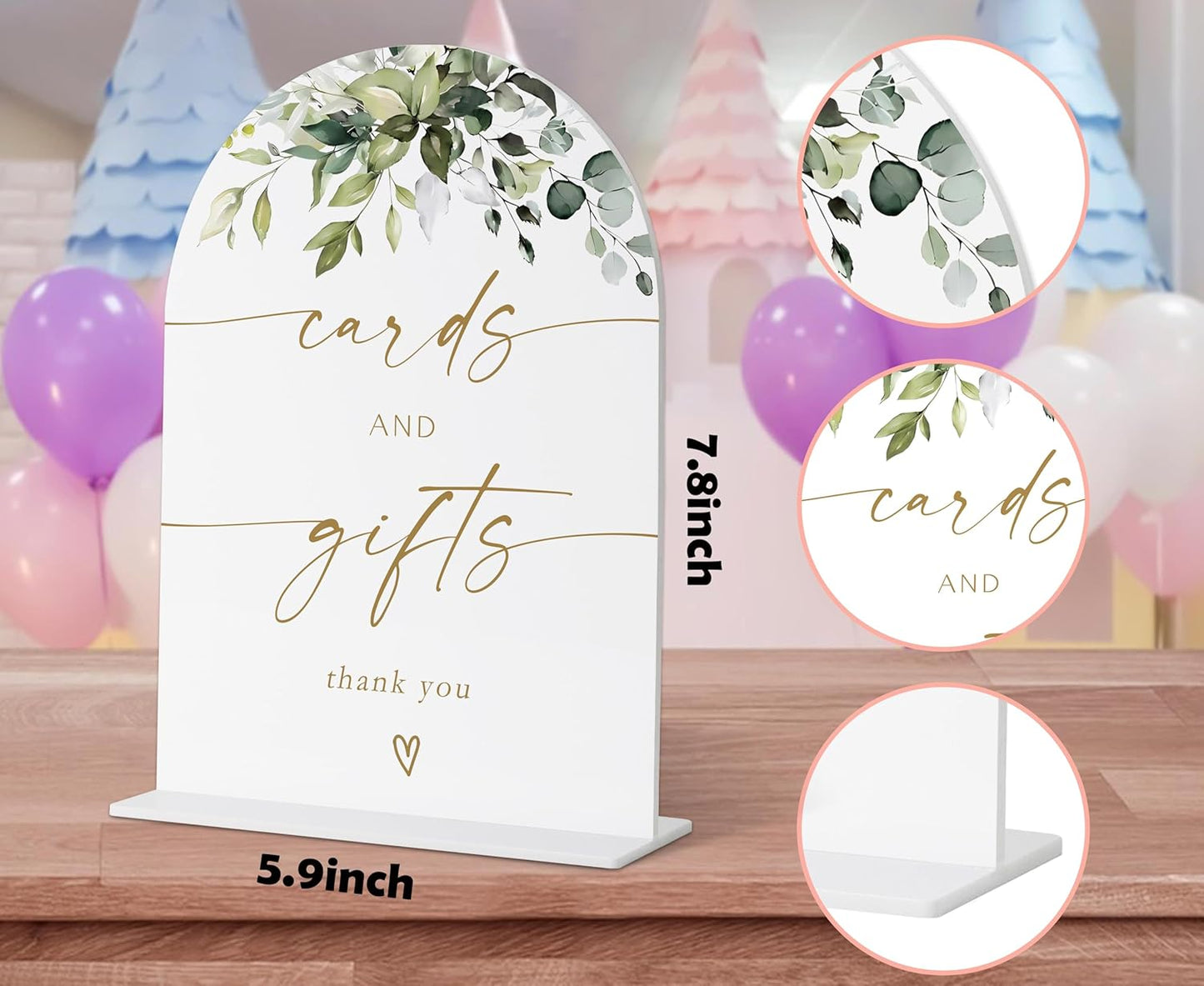 Cards and Gifts Sign, Gift Table Sign, Greenery Gold Bridal Shower Decorations, Wedding Signs for Ceremony and Reception, Engagement Decor, Wedding Table Acrylic Decor, Bachelorette Party Favors - 30