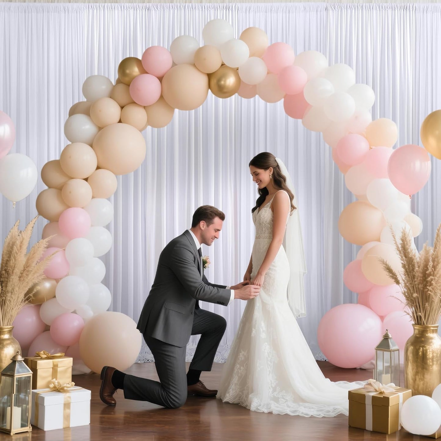 40x10ft Backdrop Curtains for Parties, 8 Panels 5x10ft Photography Backdrop Curtain with Rod Pocket,Backdrop Polyester Background Drapes,Wedding Backdrop Drapes for Birthday Baby Shower Home Decor