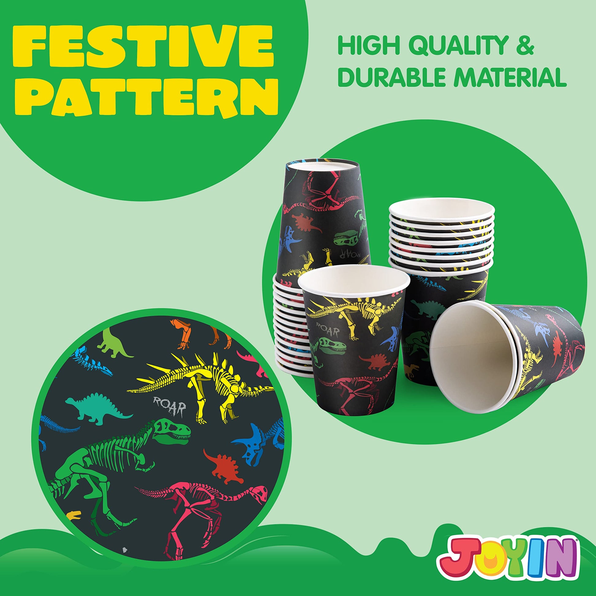 JOYIN 145 Piece Dinosaur Birthday Party Supplies with Banner, 24 Serves Dinosaur Disposable