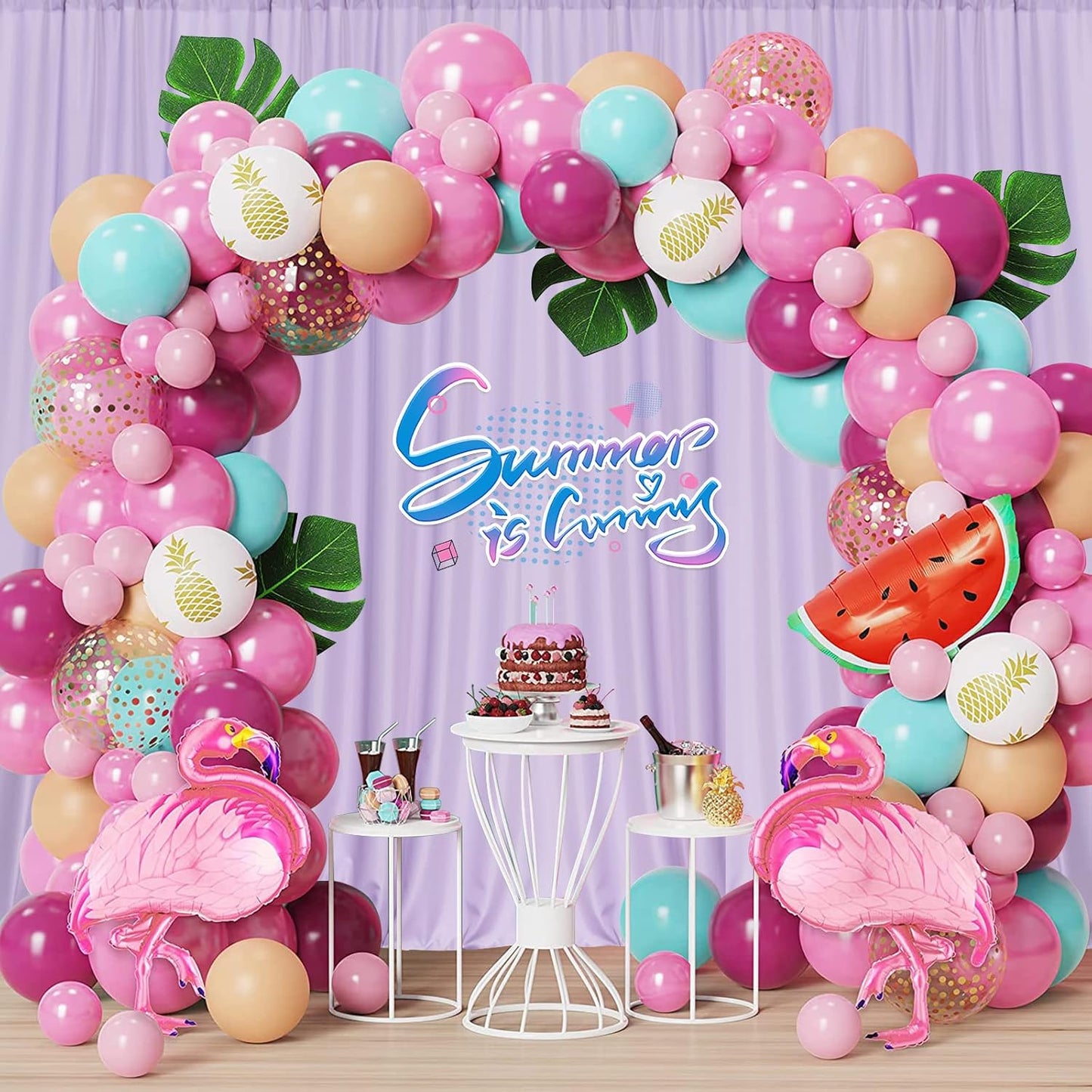 MYSKY HOME 10ft x 7ft Curtains Backdrop Curtains for Parties Light Purple Background Curtains Drapes Wedding Curtains Stage Curtains Rod Pocket Drapes Backdrop for Baby Showers, 5ft x 7ft, 2 Panels