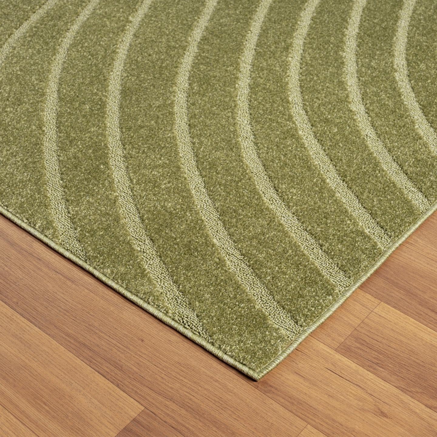 LUXE WEAVERS Modern Geometric Wave Green 2x8 Hallway Runner Rug, Contemporary Stain Resistant Carpet