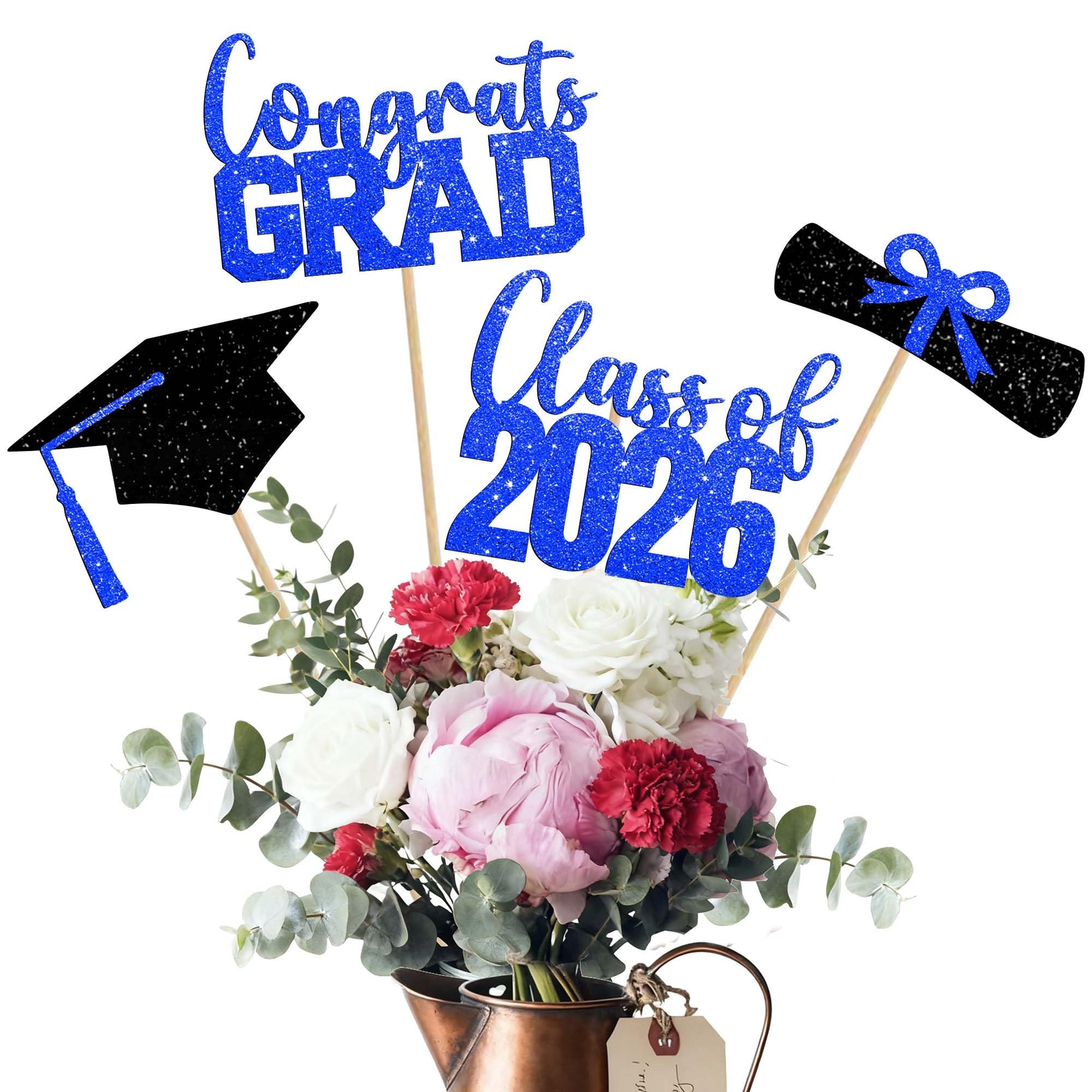 Class of 2026 Centerpieces Sticks for Graduation, 16 Pcs Graduation Decorations Cake Toppers