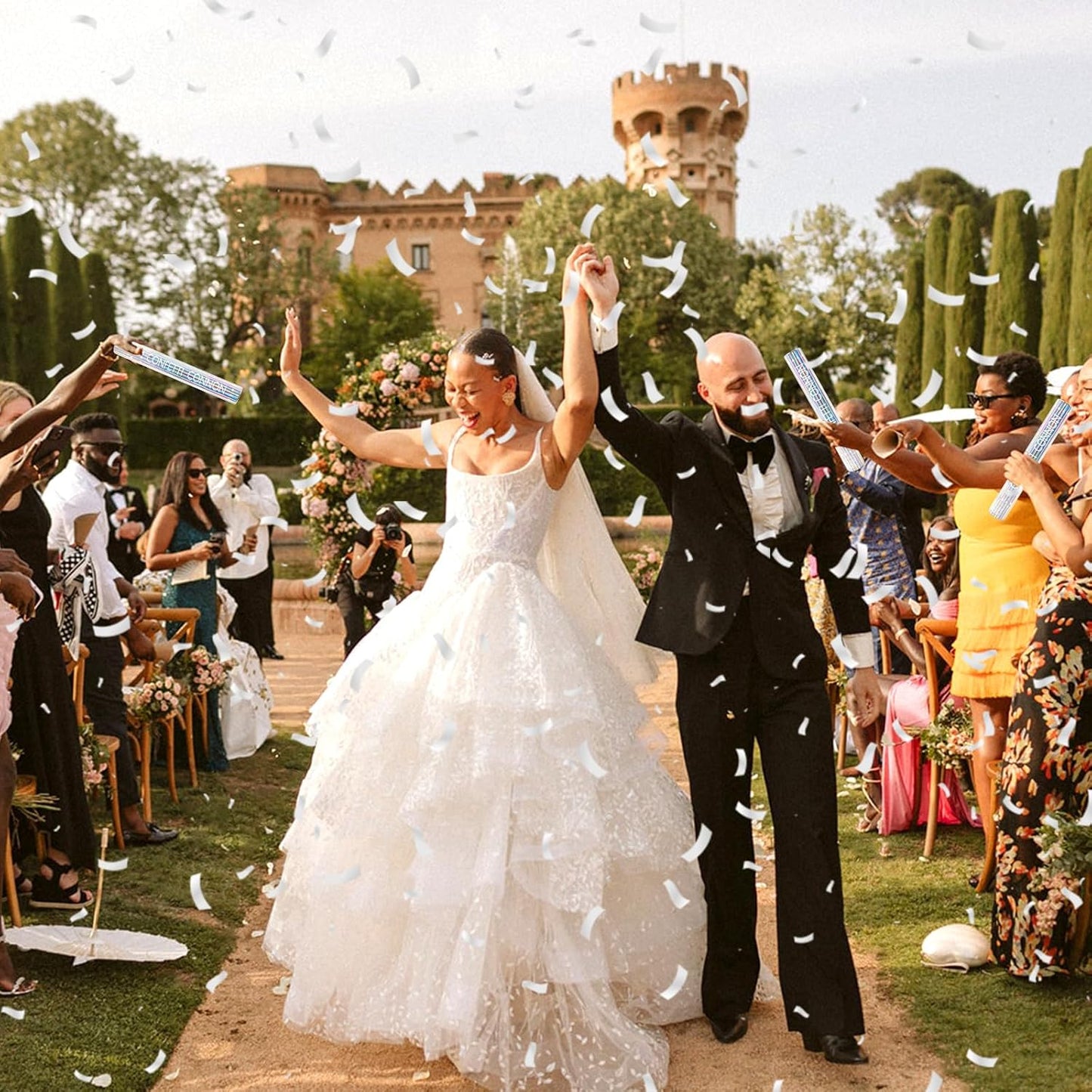 Confetti Cannon 12 Pack Sliver Confetti Poppers 12 Inch Streamer Cannon Foil Party Poppers Confetti Shooters Silver Mylar Popper Cannon Bulk for Wedding,Birthday,Graduations New Year Celebration