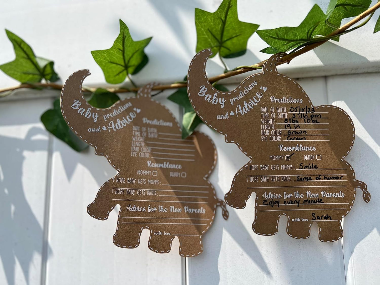 Baby Shower Games - Baby Shower Advice Cards for Parents to Be - Advice cards for Mommy to be - Elephant Safari Baby Shower Decorations - Set of 50 - Jungle Baby Shower Games (Elephant Safari Jungle)