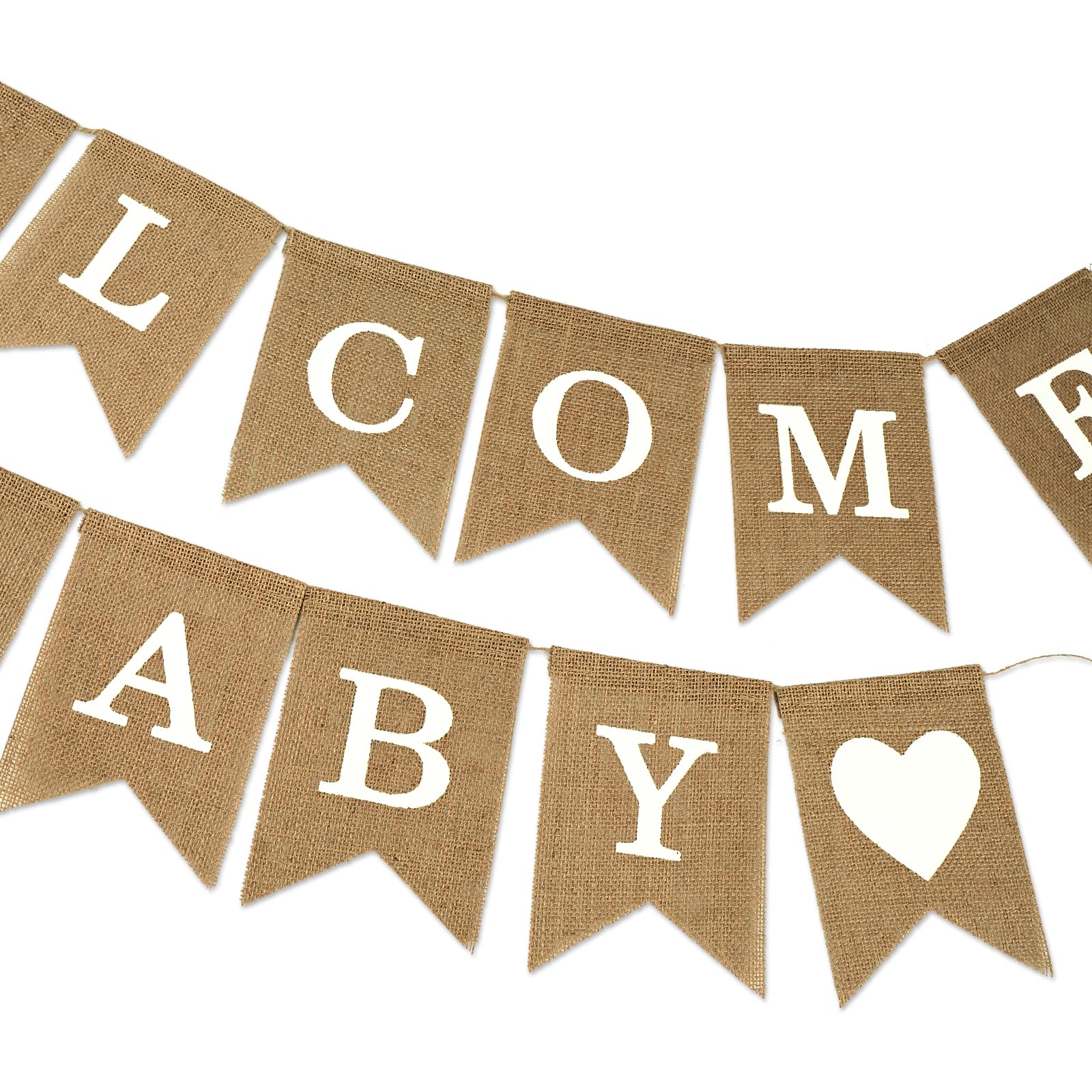 Anwyll Burlap Welcome Baby Banner - NO DIY Baby Shower Decoration Banner Oh Welcome Babies Shower