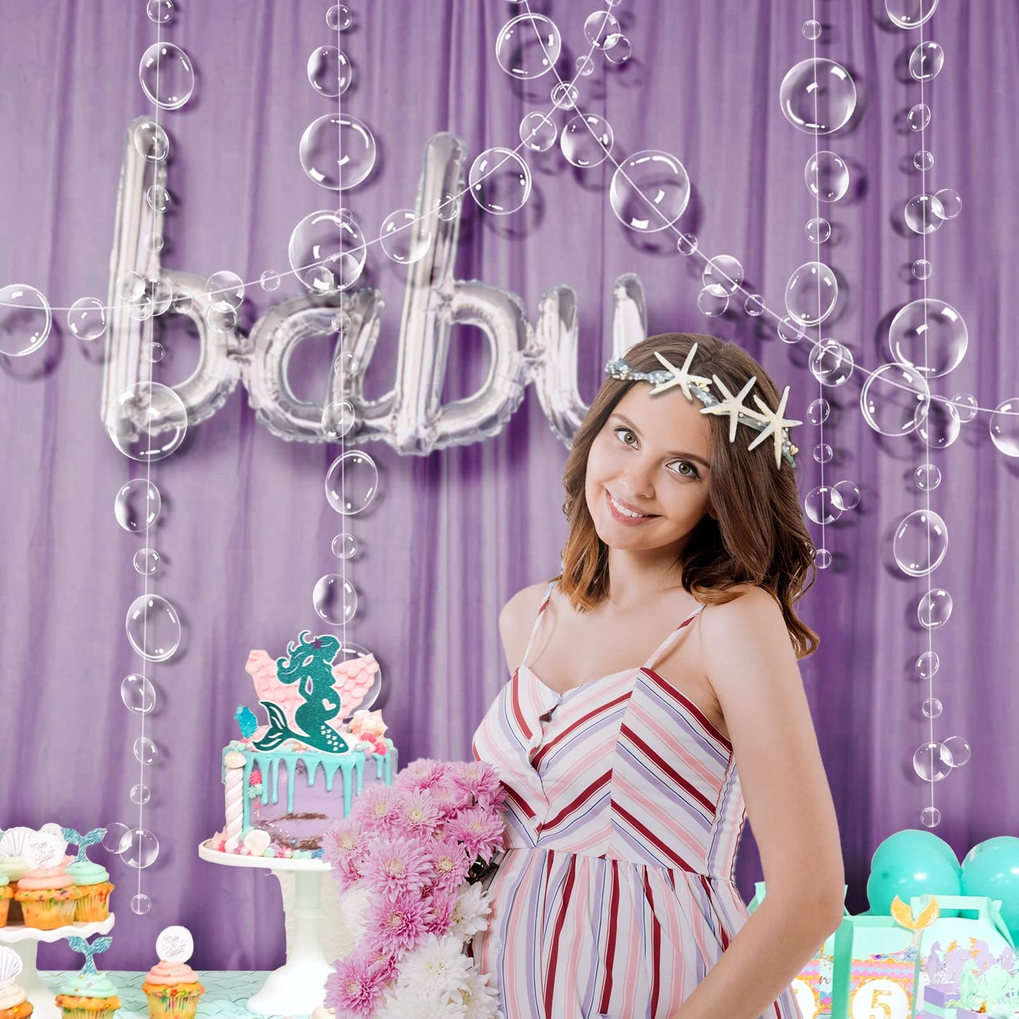 Decor365 Under the Sea Party Decorations White Bubble Garlands Little Mermaid Birthday Decorations