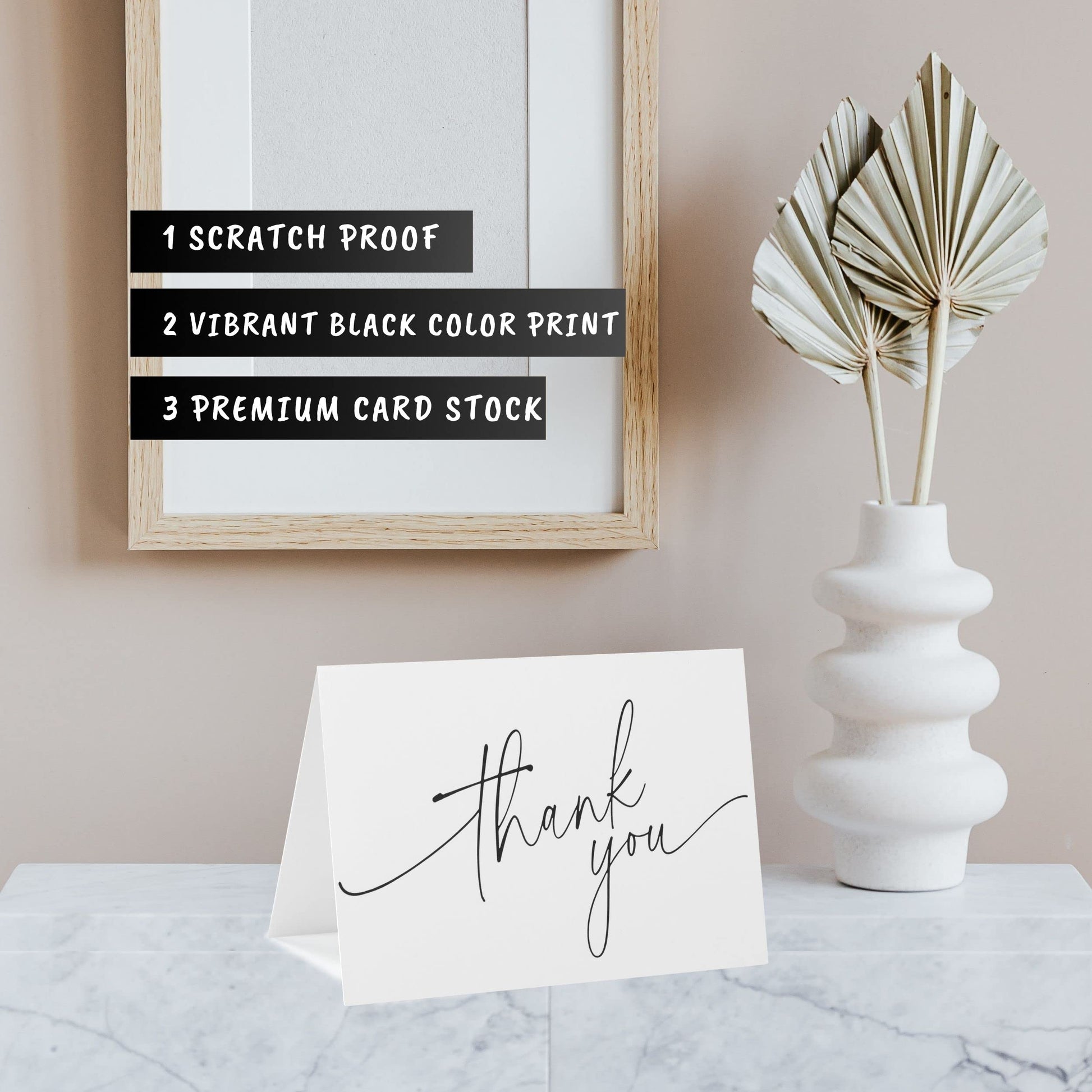 Layneria 100 Bulk Thank You Cards with Kraft Envelopes and stickers - 4 Minimalistic Designs Blank