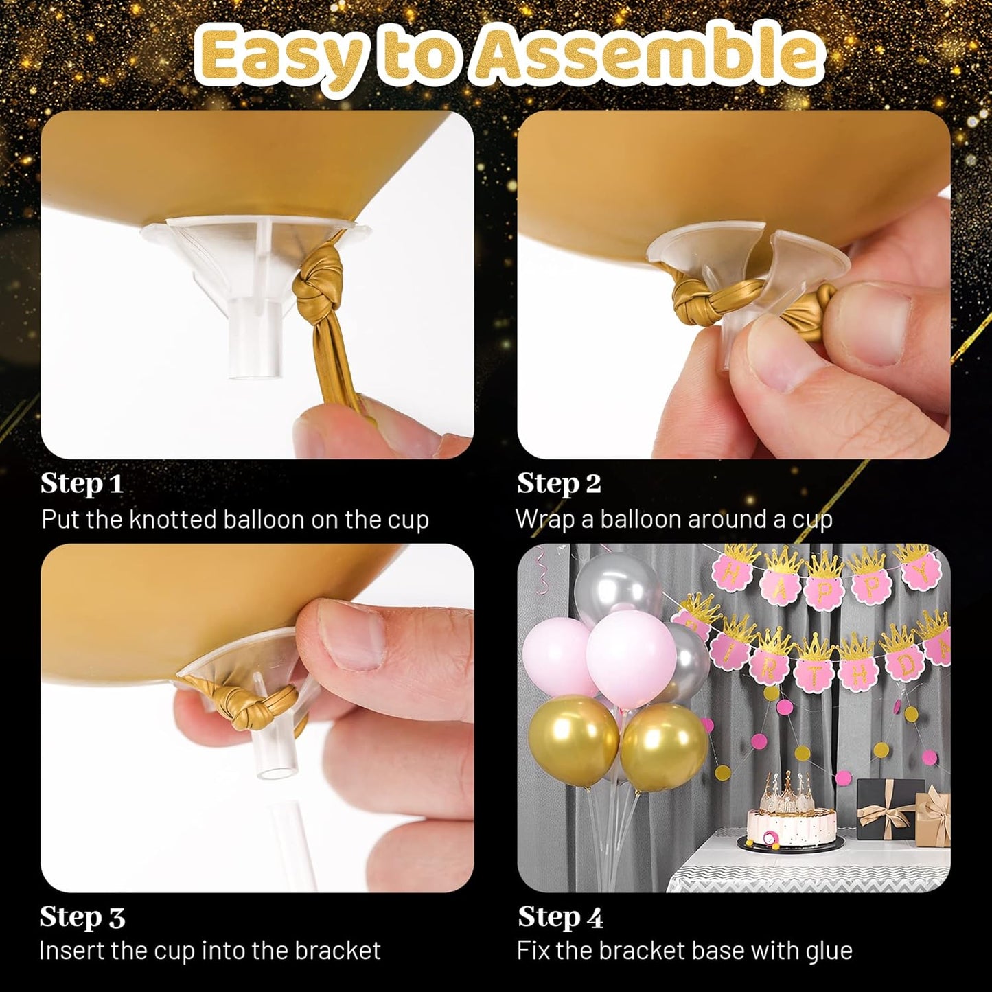 JOYYPOP 12 Sets Balloon Stand Kit For Table, Balloon Sticks with Base Birthday Graduation Party Decorations Wedding