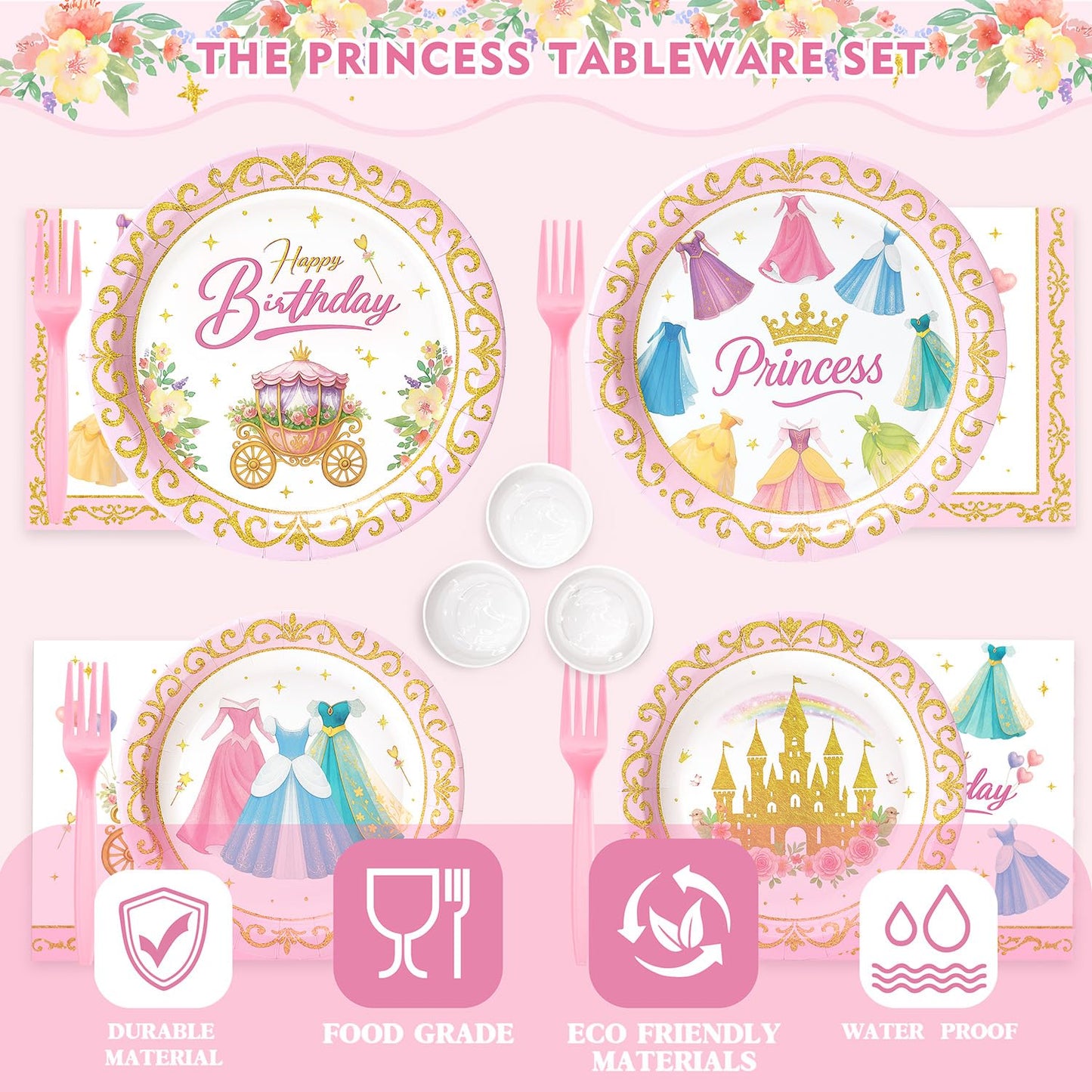 Princess Birthday Party Decorations – 199 PCS Princess Party Supplies for 24 Guests, Includes