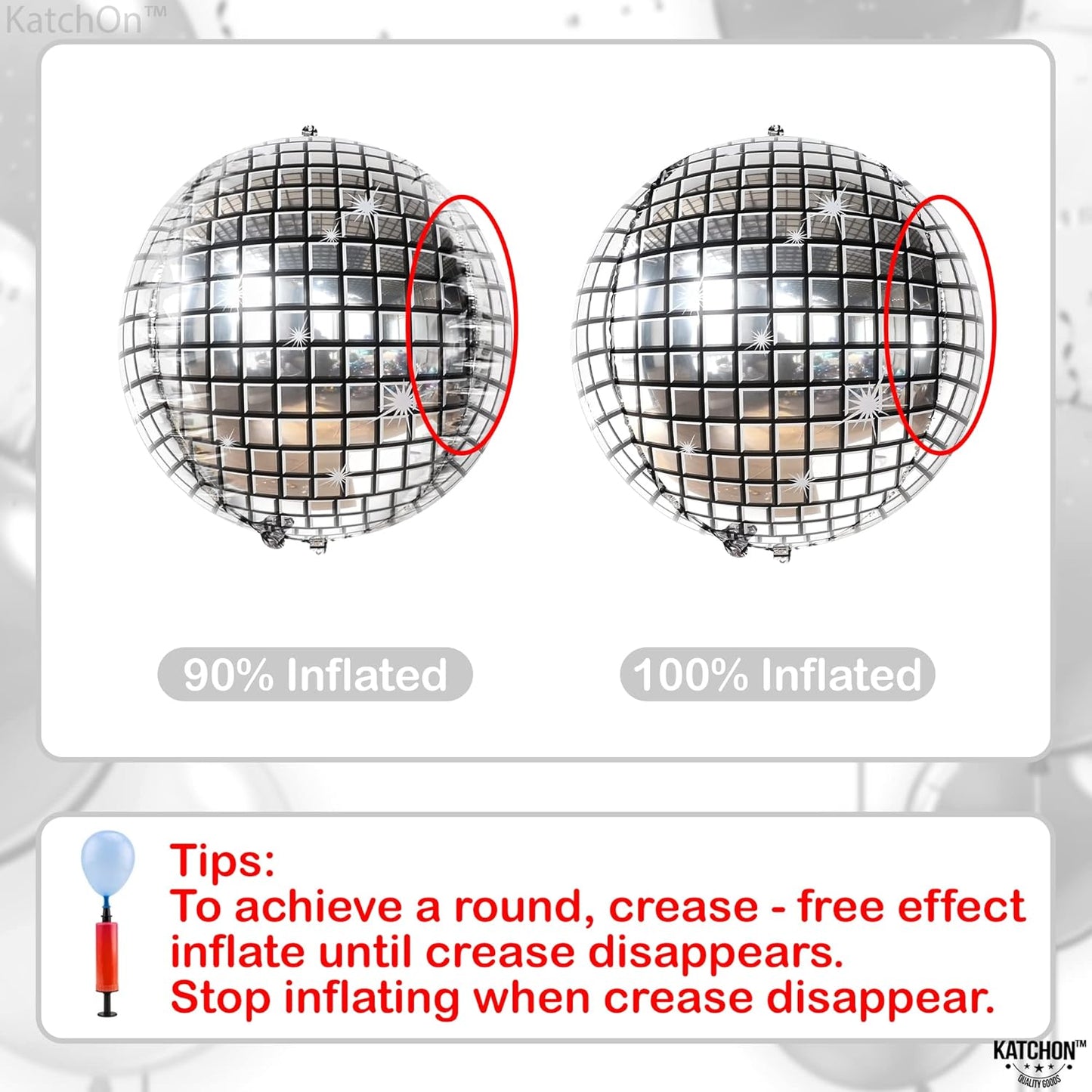 KatchOn, Big Silver Disco Ball Balloons - 22 Inch, Pack of 6 Disco Party Decorations | 4D Sphere Disco Balloons for Disco Bachelorette Party Decorations | Silver Birthday Decorations