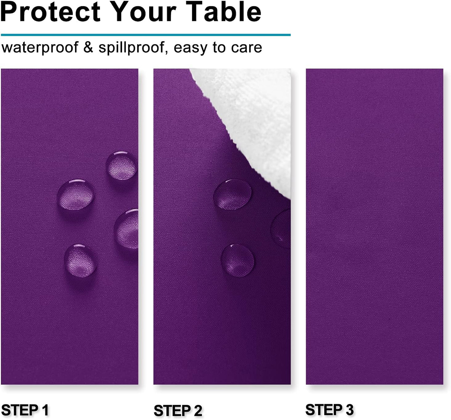 Hiasan Waterproof Tablecloth Rectangle - Washable Fabric Table Cloth for Dining Room Kitchen Birthday Party and Outdoor Use, Royal Purple, 54 x 120 Inch