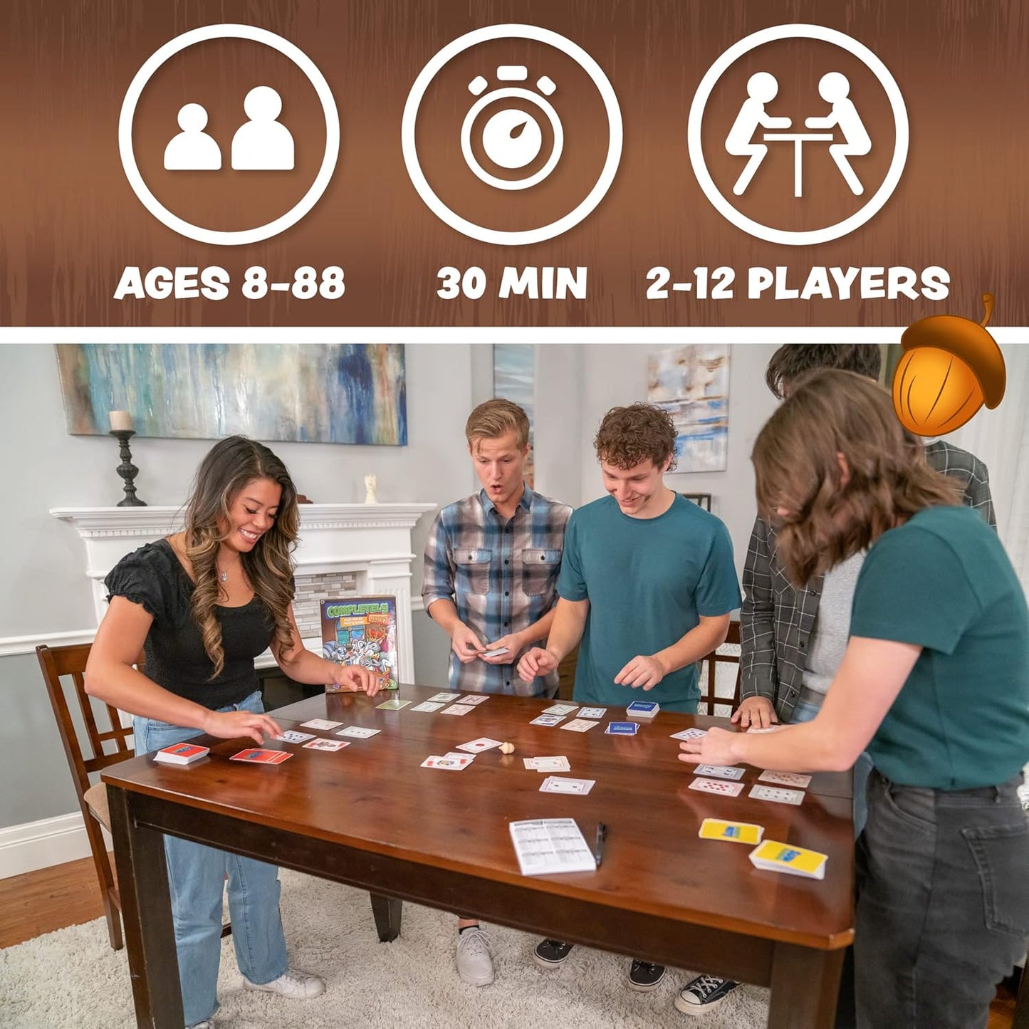 Squirrel Products Completely Nuts Fast Paced Party Game, Card Game for 2-12 Players Ages 8 and Up, Free for All Card Game for Family Game Night