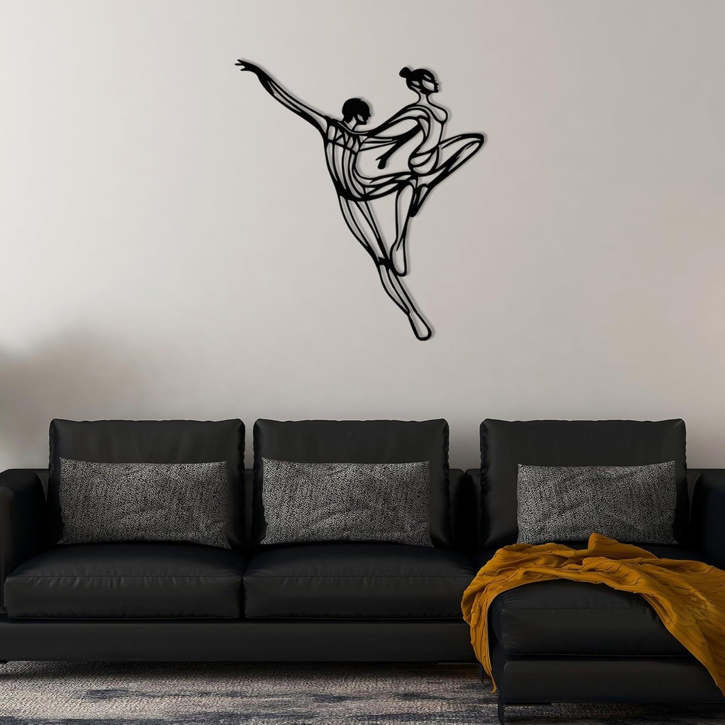 Wita Home Dancing Couple Metal Wall Art, Modern Minimalist Line Art Sculpture, Over the Bed Home Décor, Elegant Ballet-Inspired Design, Metal Wall Sculpture for Living Room, Bedroom (24x20 inches)
