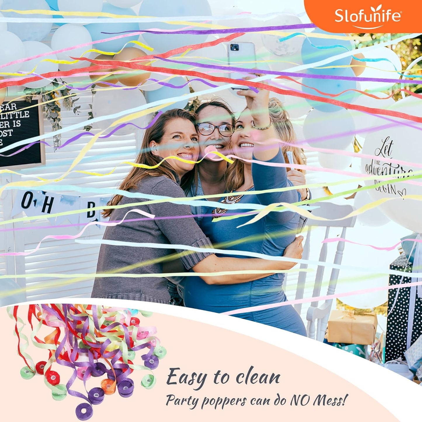 No Mess Streamers 100pack, Colorful Confetti Poppers,Hand Throw Party Poppers No Mess for Birthday, Graduation, Wedding Send Off, Engagement Party Favors（Colorful 100Pack）