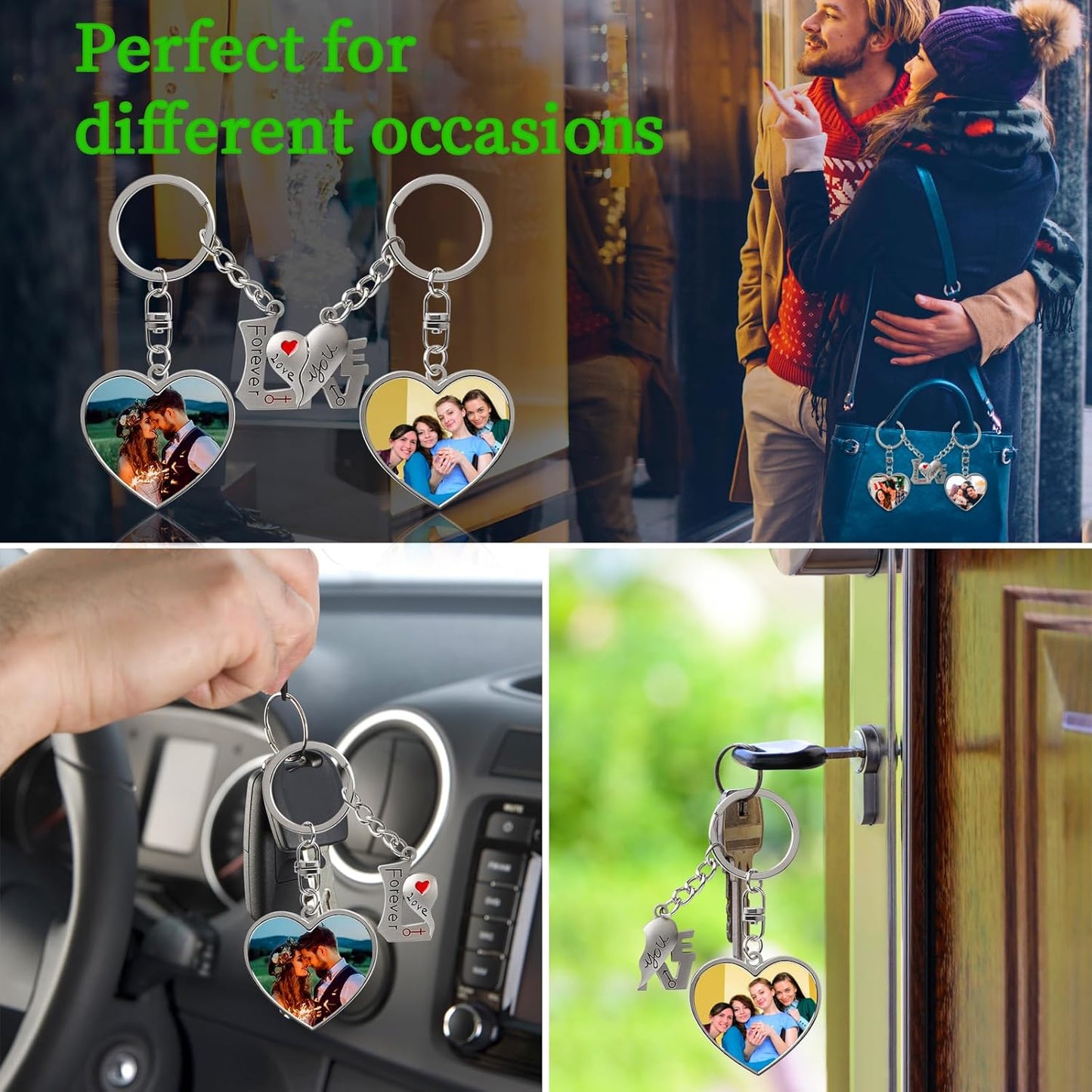 Double Side Custom Keychain with Picture Personalized Engraving Photo Text Customized Gifts for Men Women