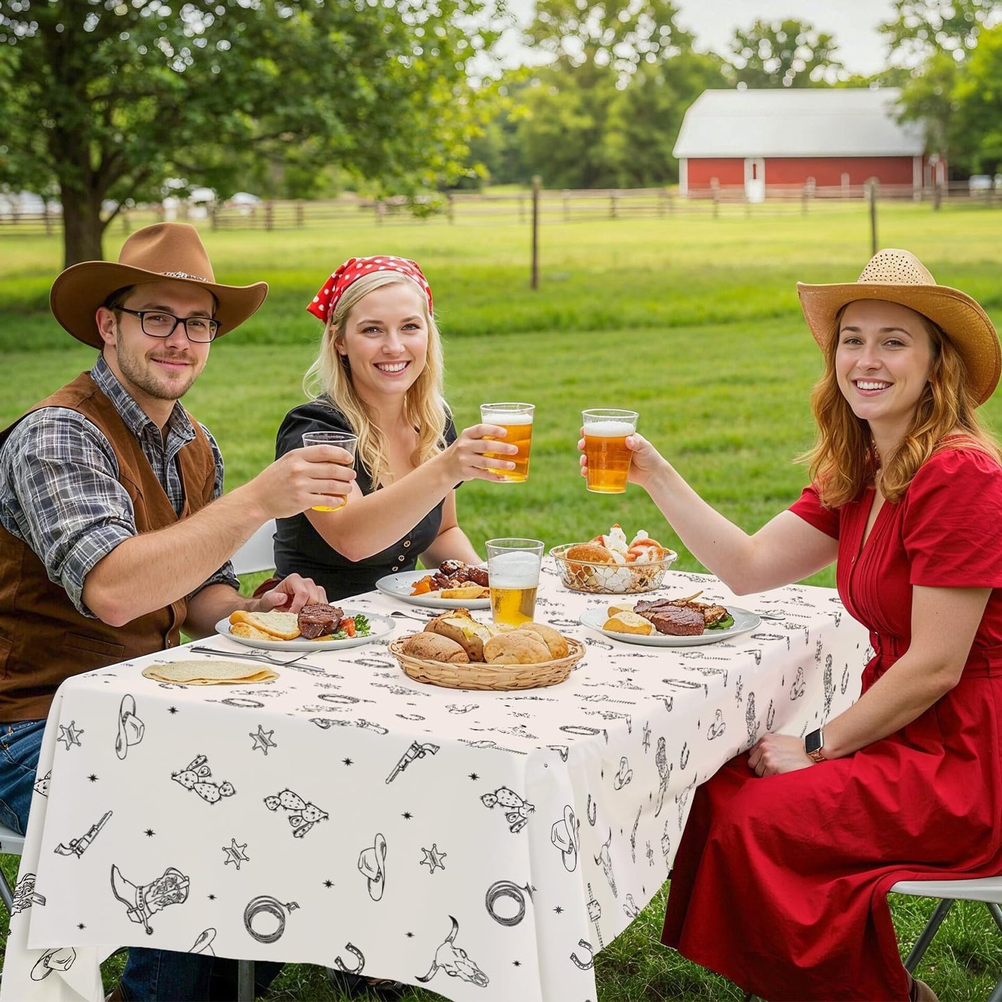3 Pack Western Cowboy Party Decorations Tablecloth, Rodeo Table Covers