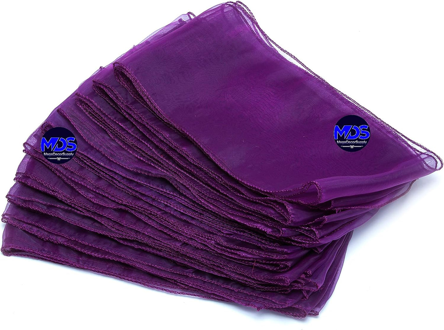 MDS Pack of 100 PCS Organza Chair Sashes Wider Dining Chair Bows Ribbon Tie Back for Wedding Party Birthday Bridal Shower Reception Event Banquet Home Chair Cover Decoration - Dark Purple