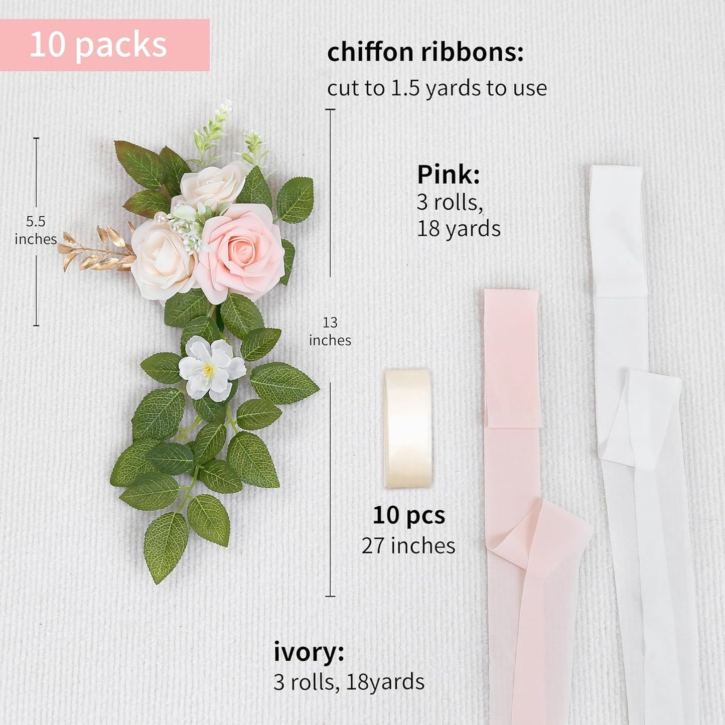 10 Wedding Aisle Decorations for Wedding Ceremony Pink Wedding Chair Decorations Flowers for Wedding Aisle Decor Church Pew Decorations