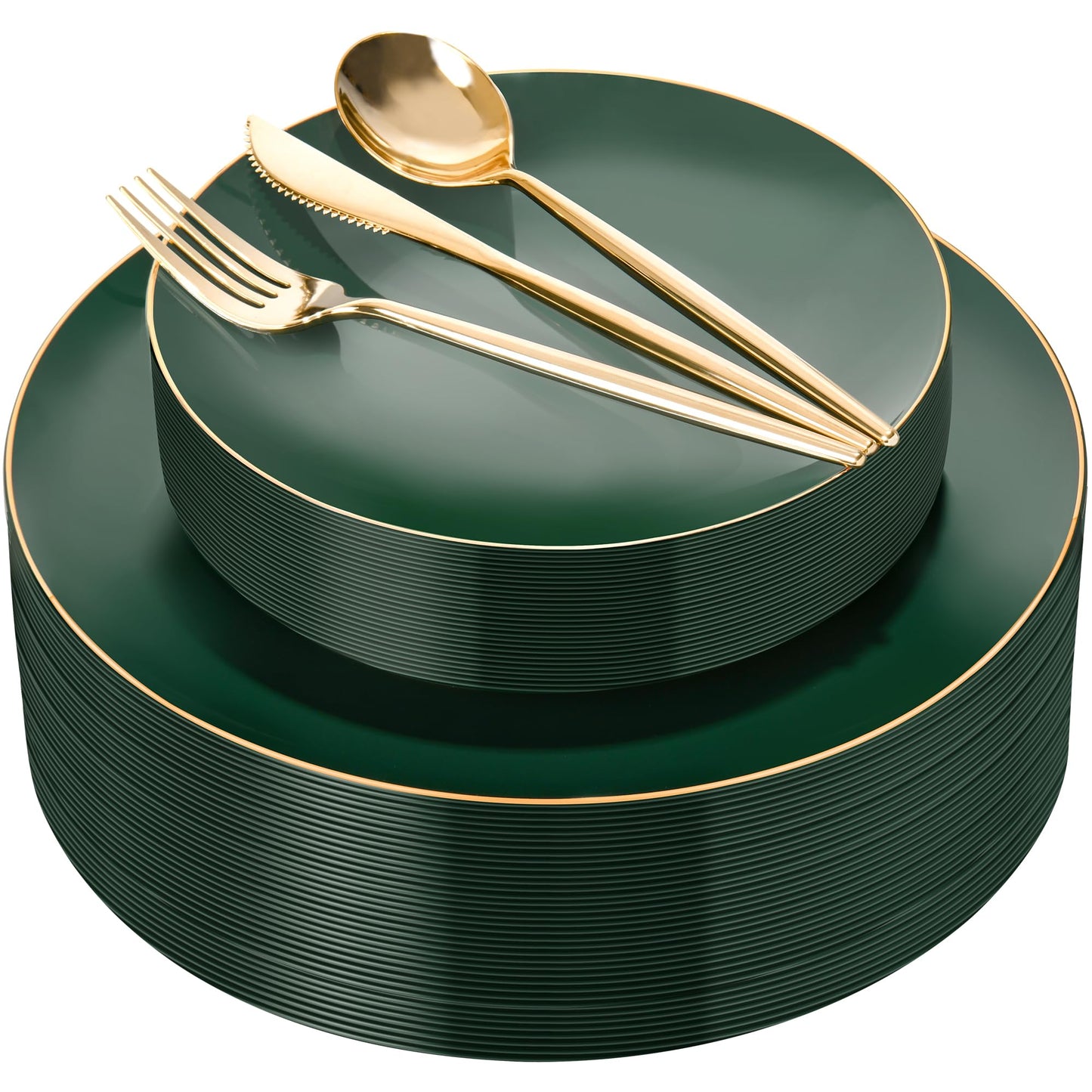 I00000 150Pcs Green Plastic Plates,Premium Disposable Plates for Wedding