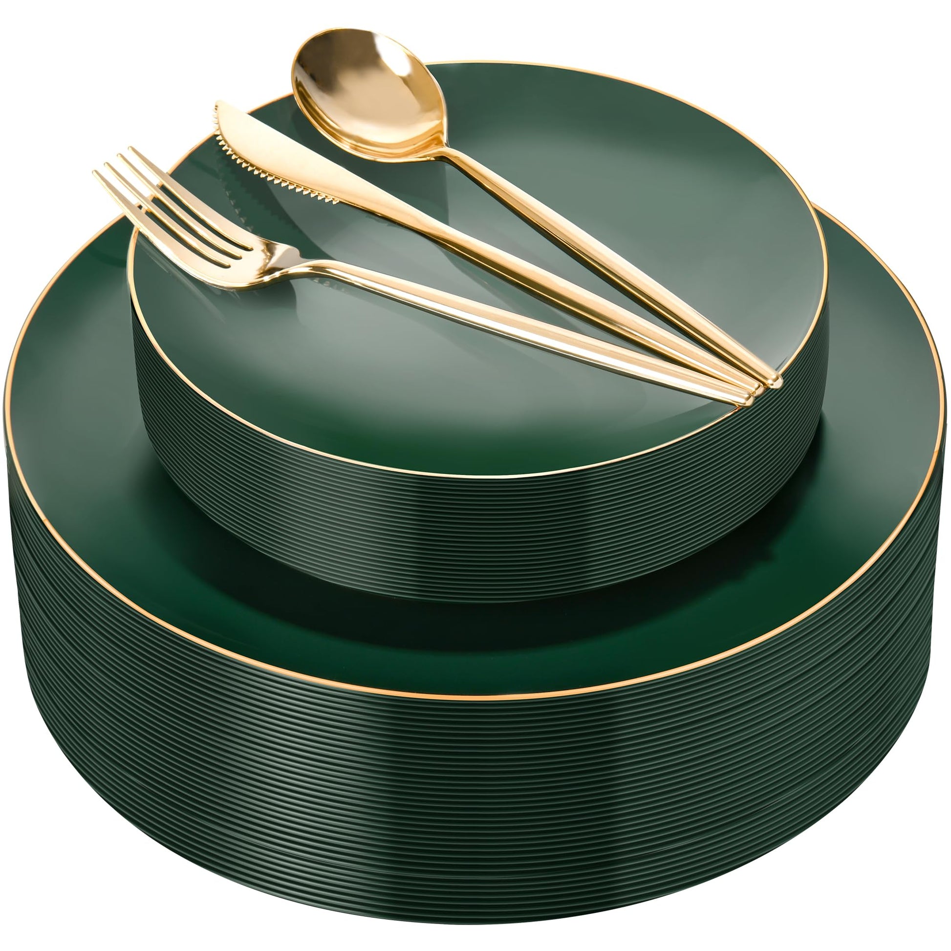 I00000 150Pcs Green Plastic Plates,Premium Disposable Plates for Wedding