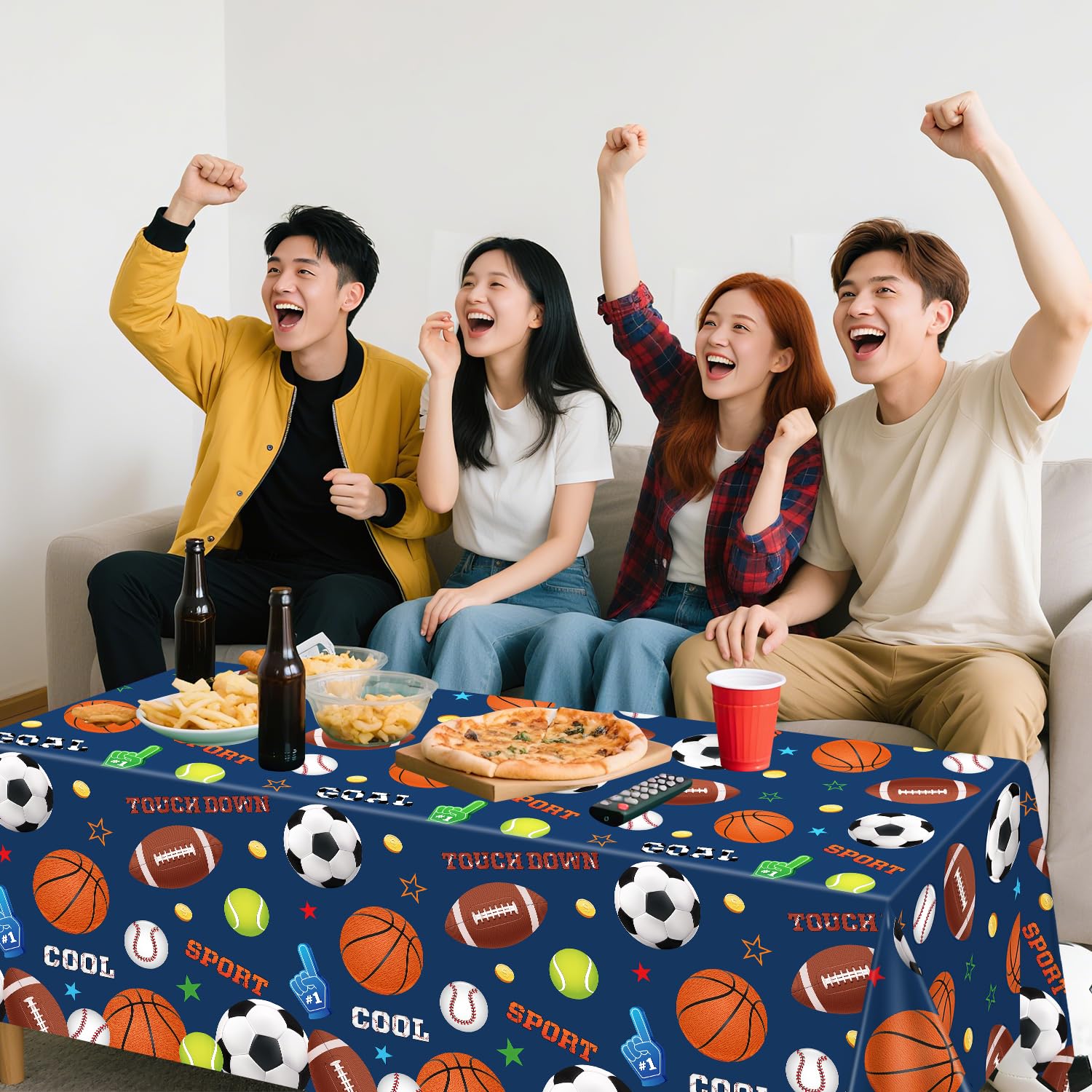 4 Pack Sports Party Decorations Sport Tablecloth Sport Theme Birthday Table Cloth Soccer Basketball