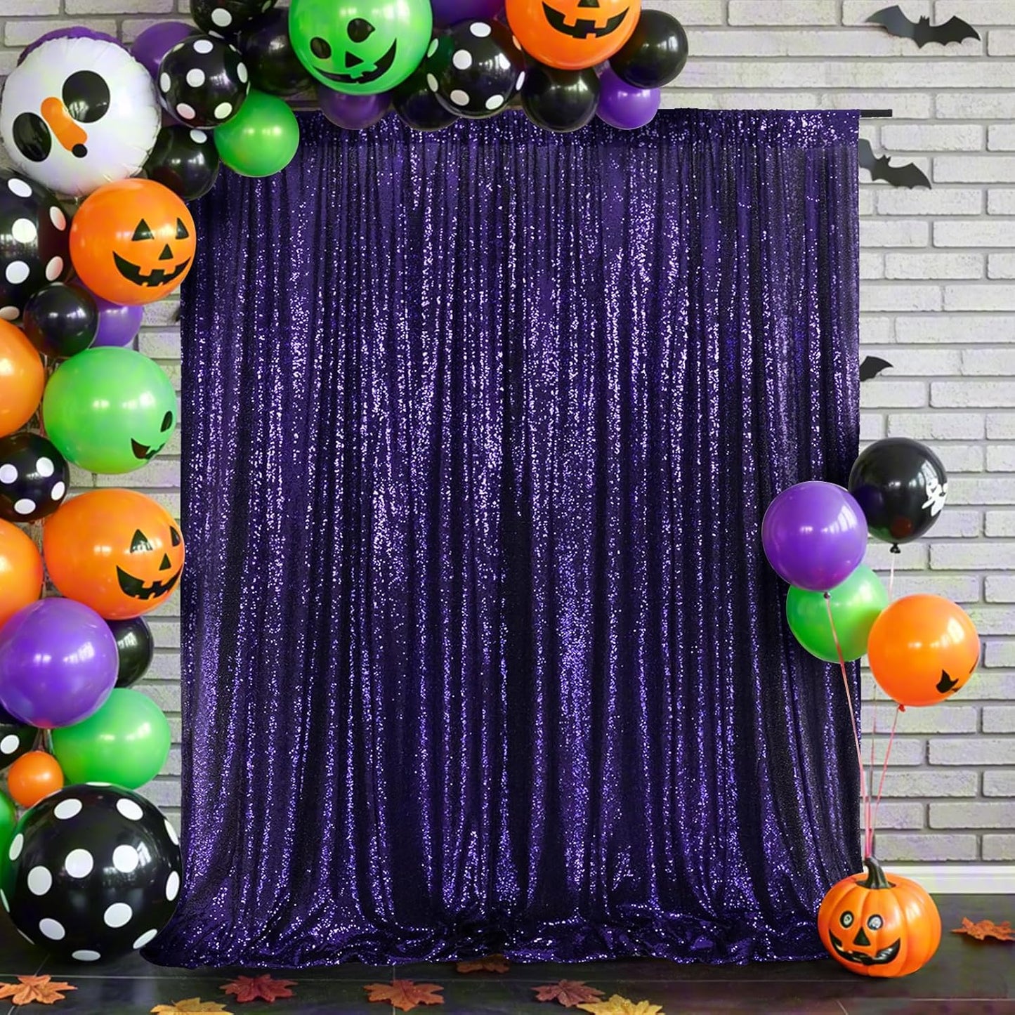 Eternal Beauty Purple Sequin Backdrop, 6x8 Ft Halloween Glitter Background Curtains for Shimmer Photography Party Wedding Birthday Back Drop Decor