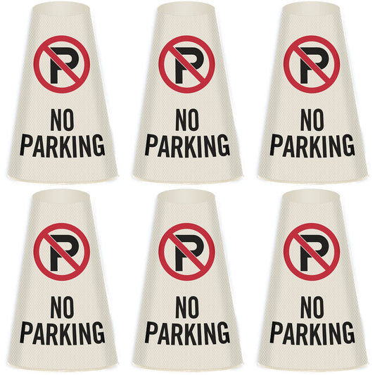 SmartSign 6-Pack "No Parking" Reflective Cone Message Sleeve Collar with Symbol, 360-Degree Visibility, Non-Adhesive Vinyl Signs for Traffic Safety Cones, 3-Side Print [Cone Not Included]